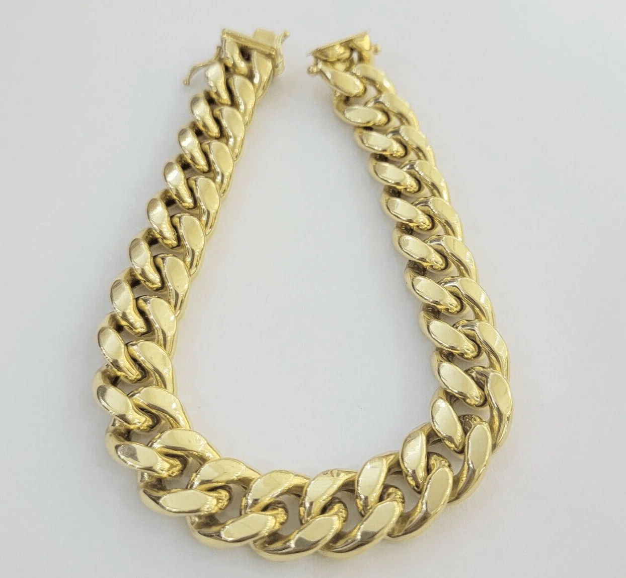 14k Yellow Gold Bracelet 13mm Miami Cuban Link 8.5 Inch Box Clasp Men Real 14kt - Image 6