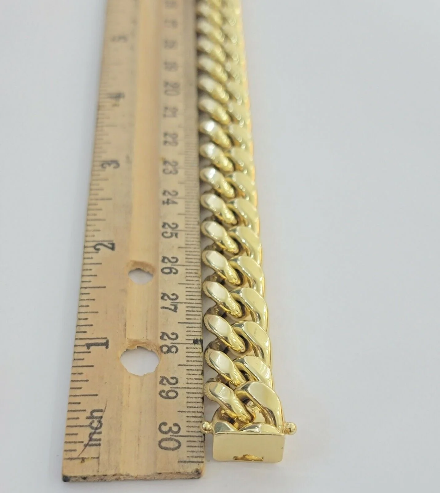 14k Yellow Gold Bracelet 13mm Miami Cuban Link  With Box Clasp Mens Real 14kt - Image 2