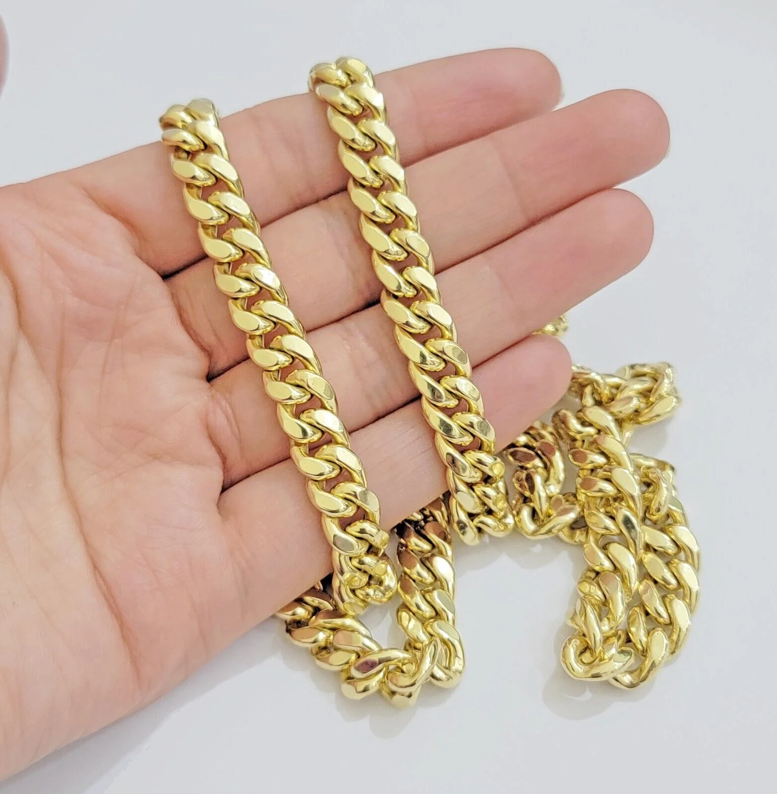 14k Yellow Gold Chain Miami Cuban Link Necklace 9mm 24 Inch Real 14KT For Men's - Image 5