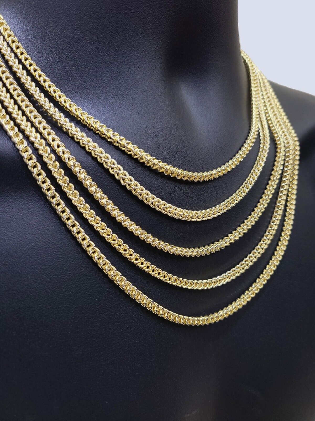 14k Yellow Gold Franco Chain Two-tone Necklace 4mm 18 Inch Diamond Cut 14kt - Image 6