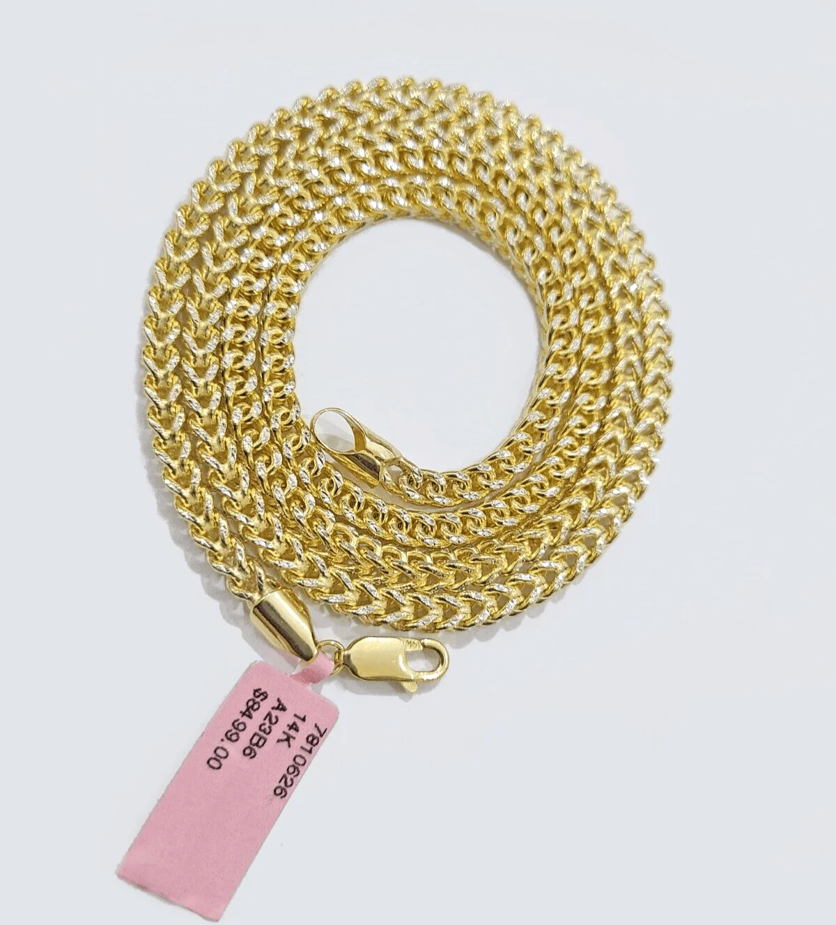 14k Yellow Gold Franco Chain Two-tone Necklace 4mm 22 Inch Diamond Cut 14kt
