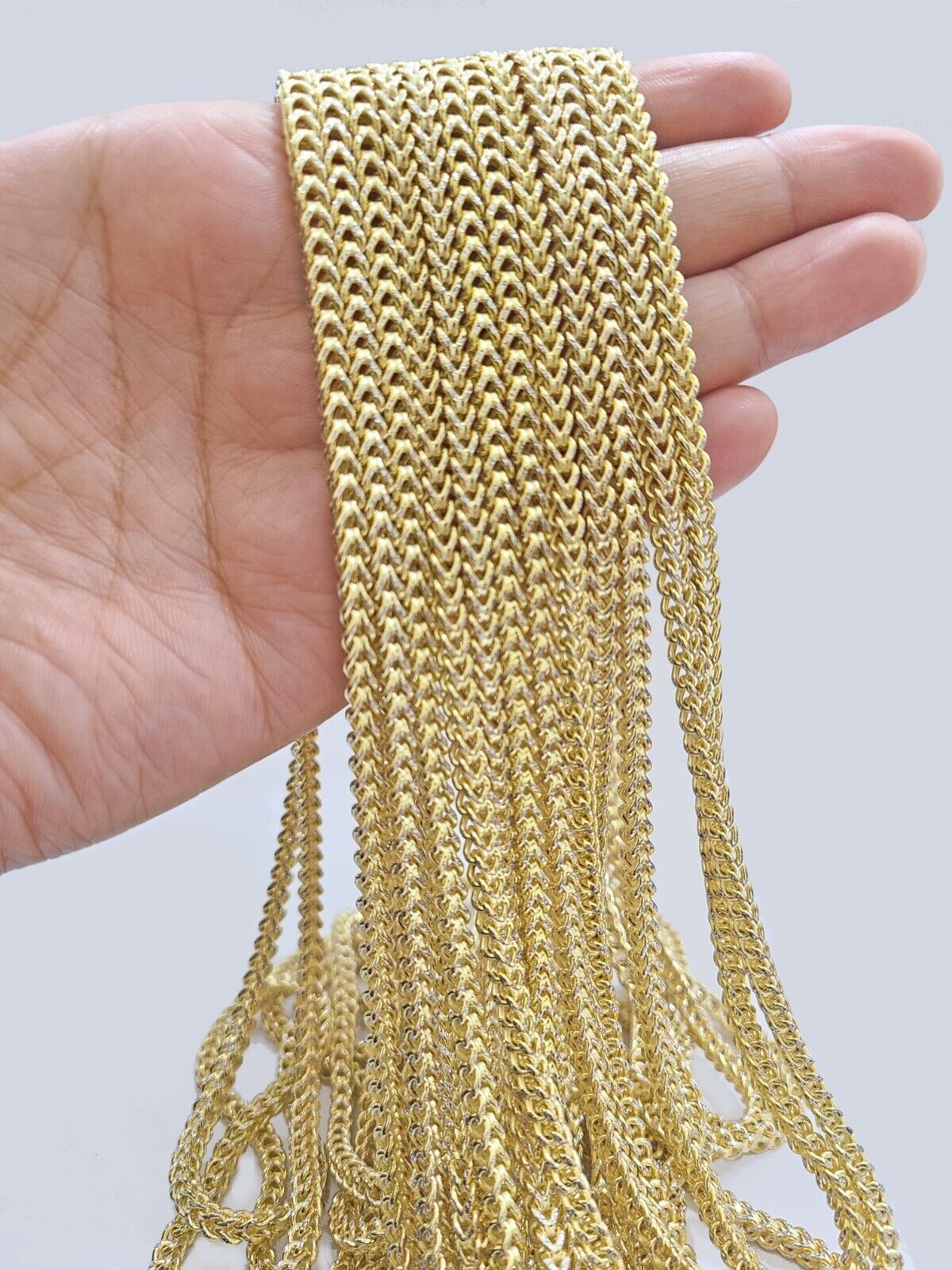 14k Yellow Gold Franco Chain Two-tone Necklace 4mm 22 Inch Diamond Cut 14kt - Image 7