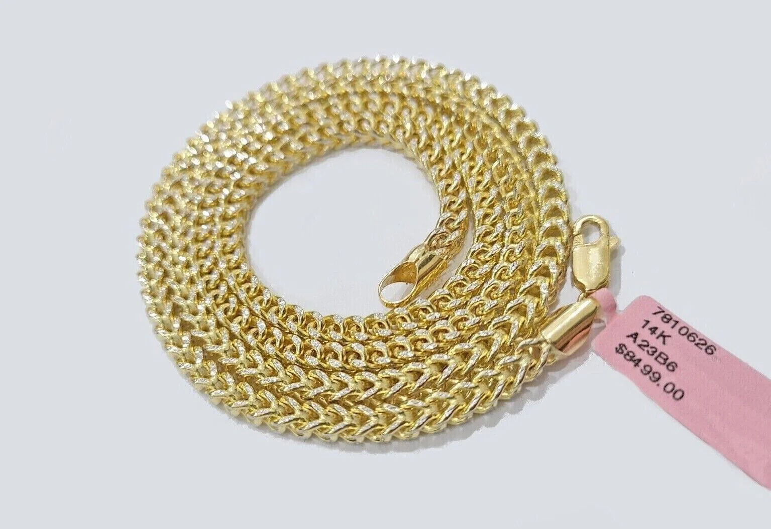 14k Yellow Gold Franco Chain Two-tone Necklace 4mm 24 Inch Diamond Cut 14kt