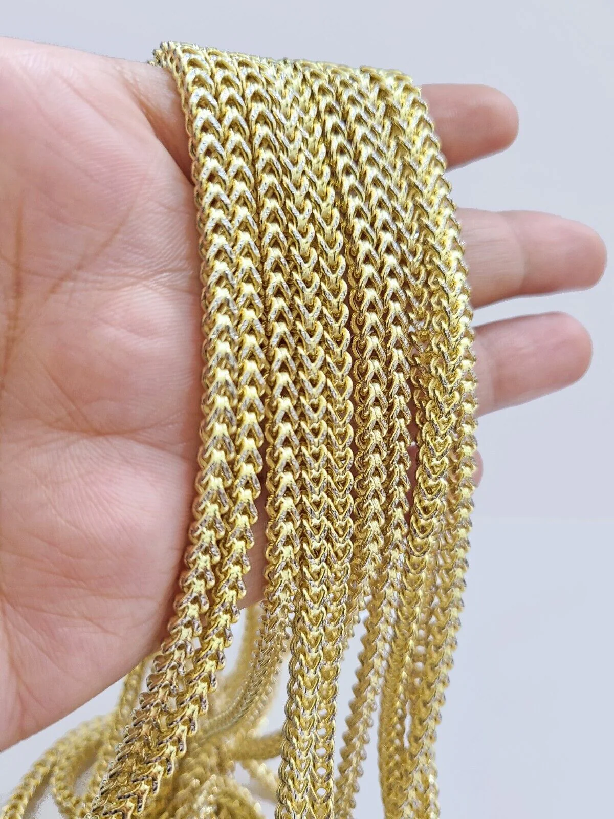 14k Yellow Gold Franco Chain Two-tone Necklace 4mm 24 Inch Diamond Cut 14kt - Image 9