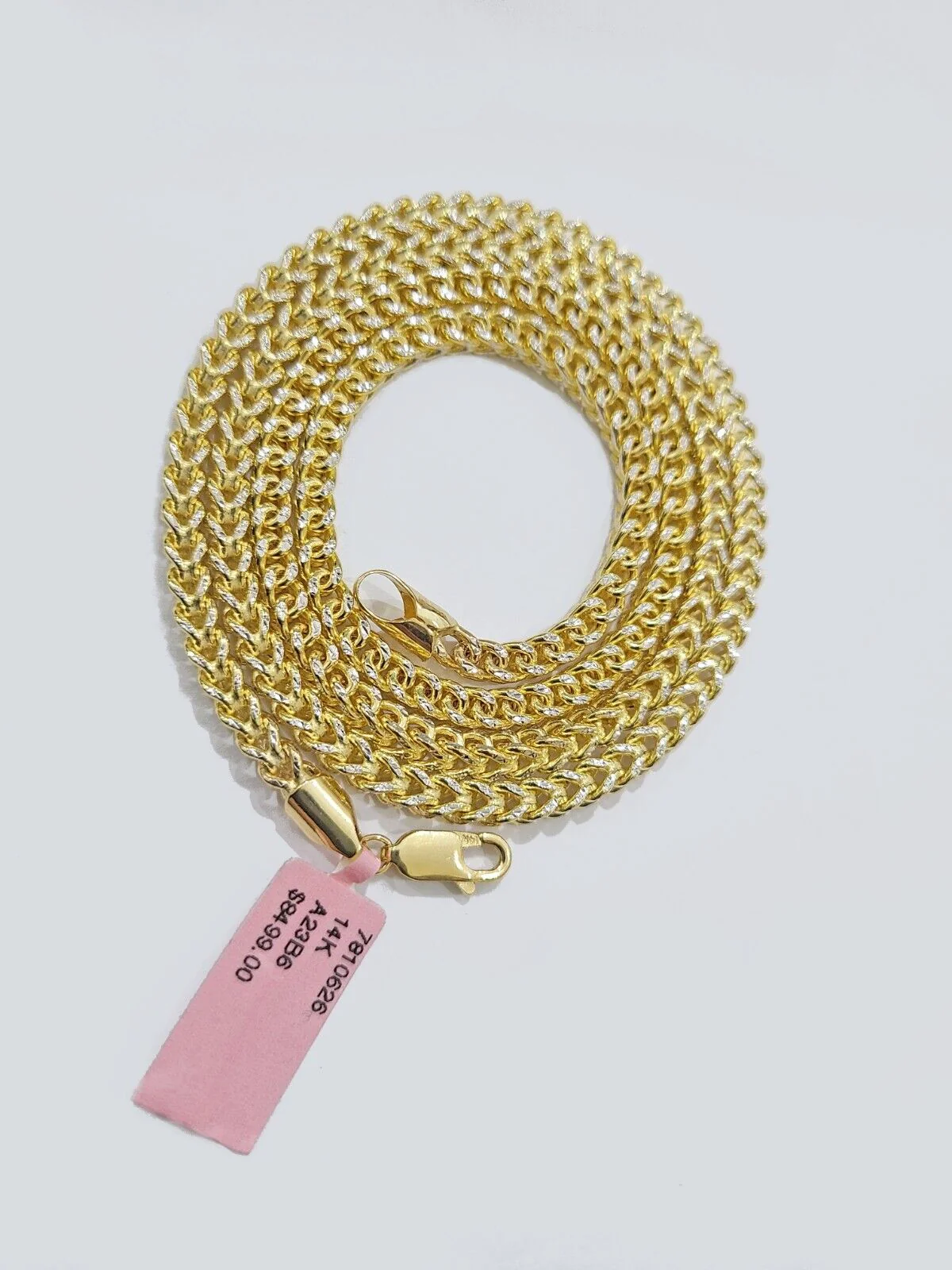 14k Yellow Gold Franco Chain Two-tone Necklace 4mm 26 Inch Diamond Cut 14kt - Image 7
