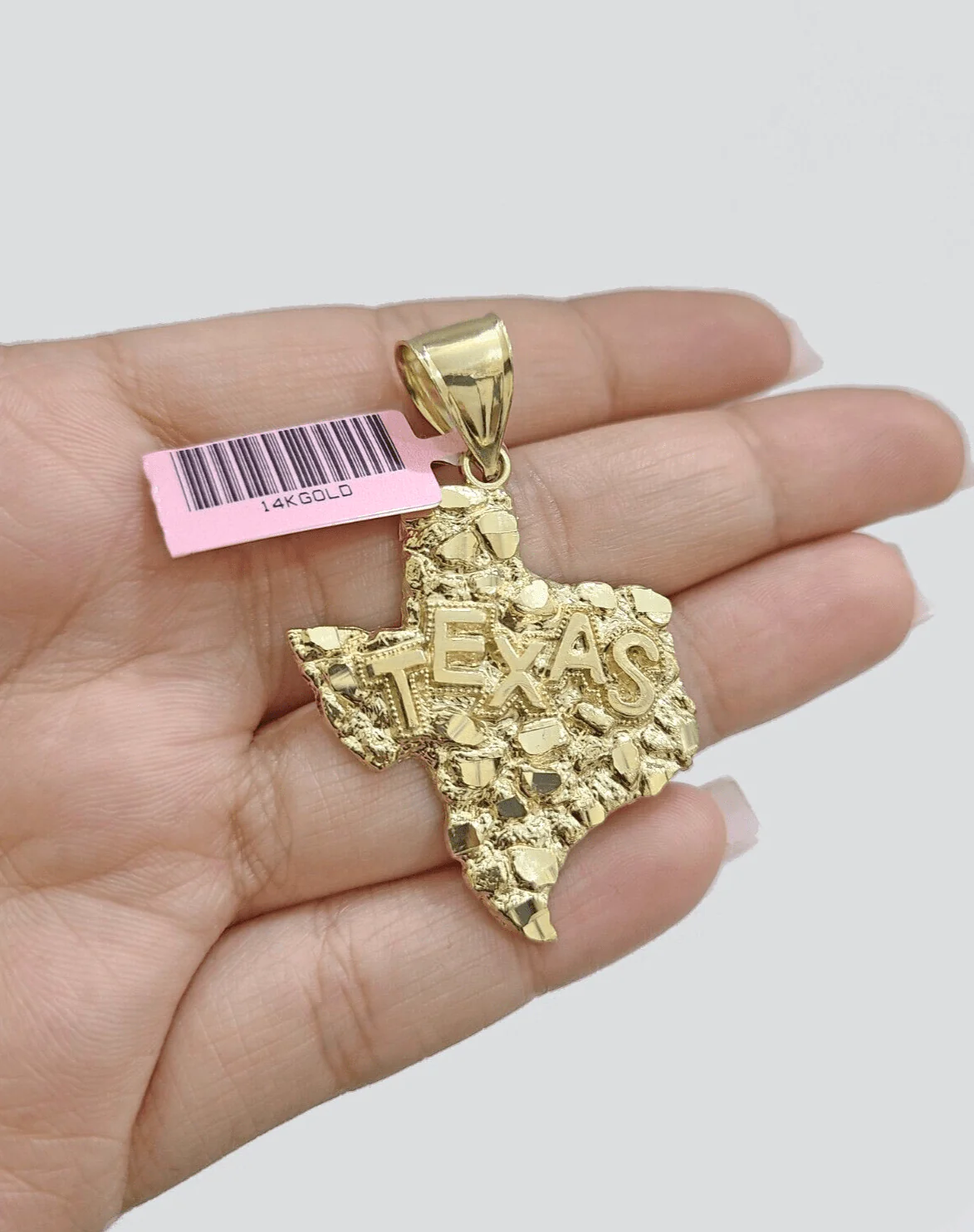 14k Yellow Gold Miami Cuban Chain 20 Inch Necklace Texas Map Charm Pendant Real - Image 11