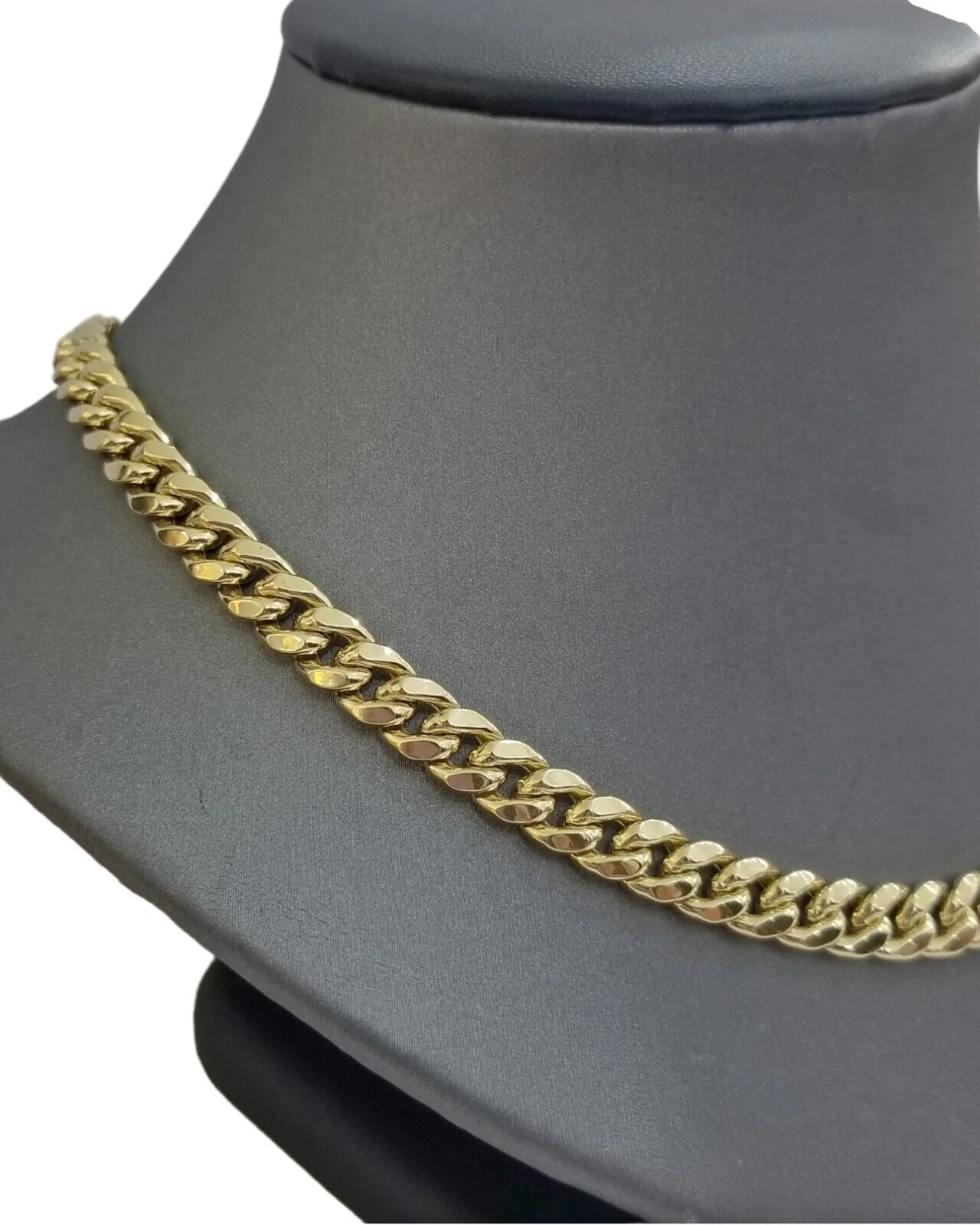 14K Yellow Gold  Miami Cuban Chain 22" Inch Long 7mm Box Lock Necklace REAL - Image 5