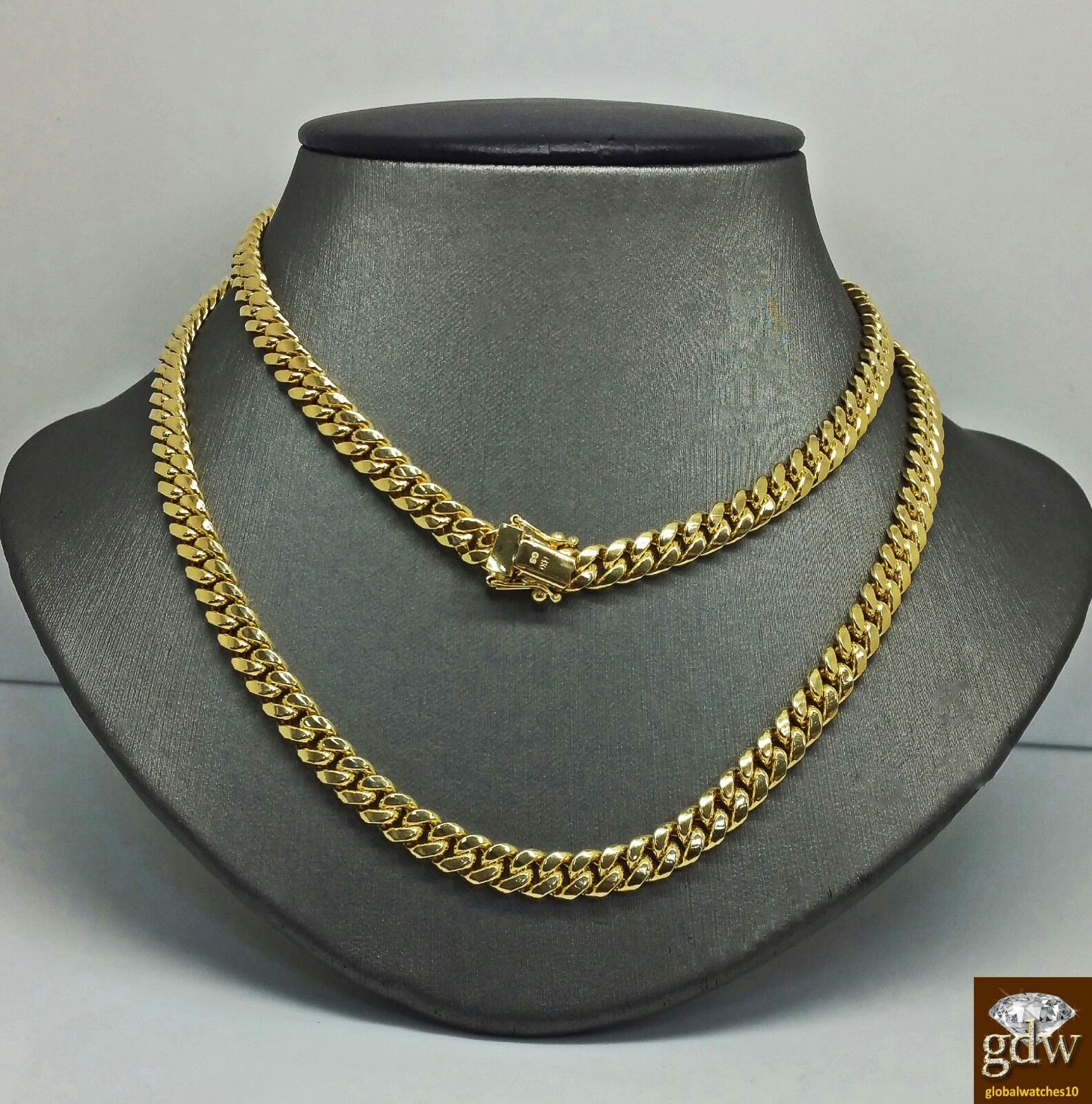 14K Yellow Gold  Miami Cuban Chain 8mm 22 inch Long BOX LOCK Men's Necklace REAL - Image 3