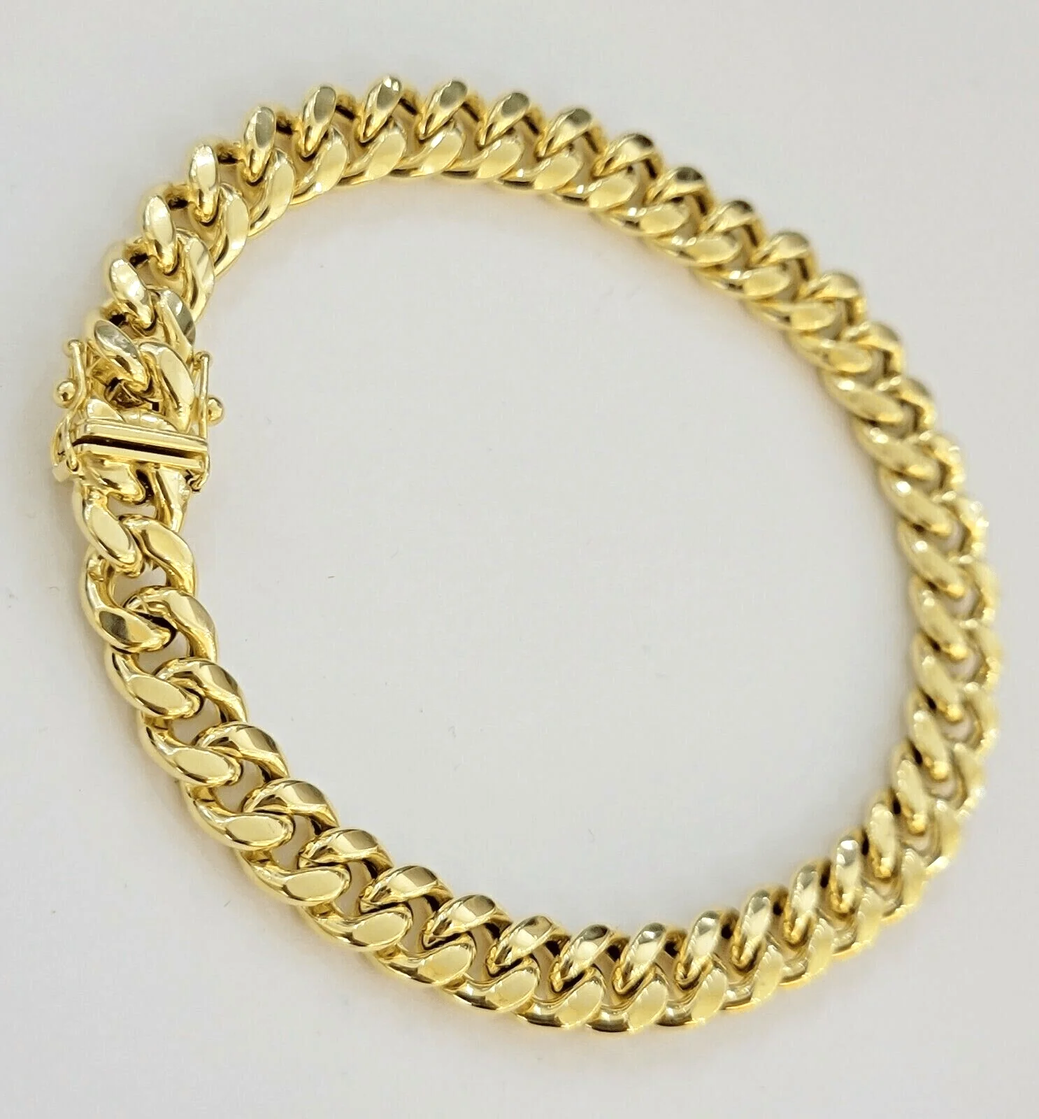 14k Yellow Gold Miami Cuban Link Bracelet 7.5 inch 8mm Real 14kt Kids and Ladies - Image 3