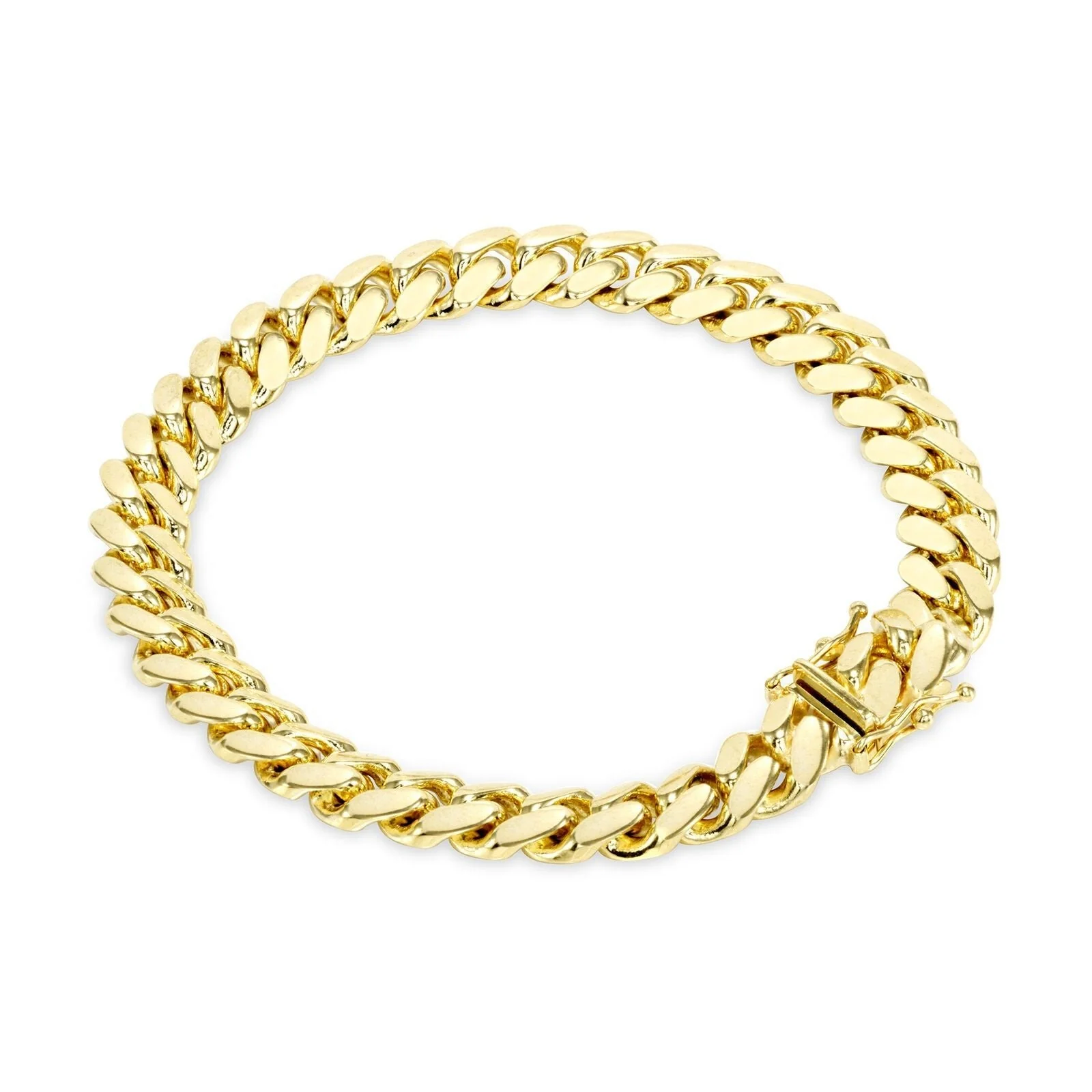 14k Yellow Gold Miami Cuban Link Bracelet 7.5" inch 8mm Real 14kt Kids and Ladies