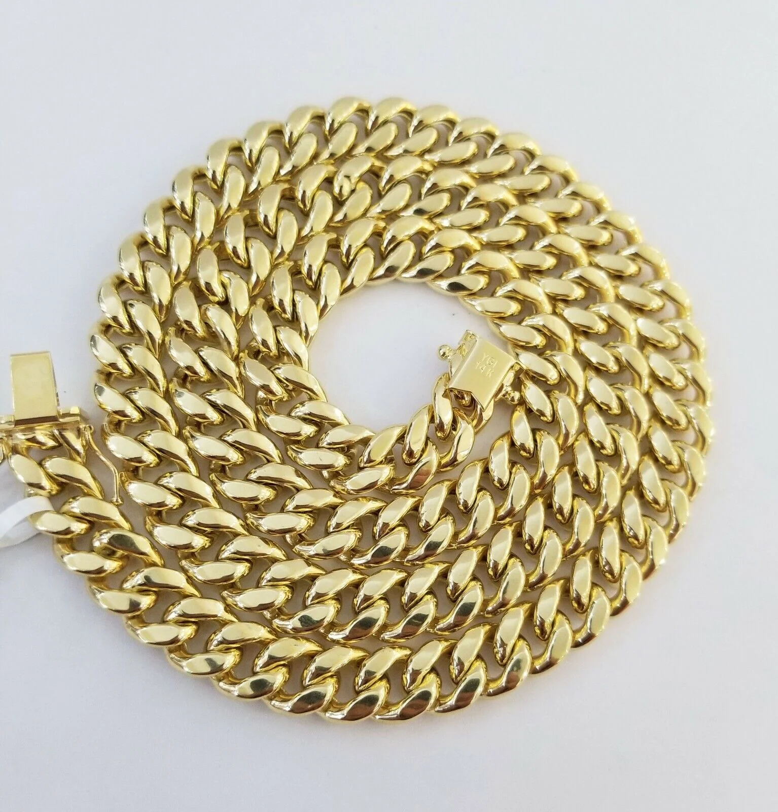 14K Yellow Gold Miami Cuban Link Necklace 9mm box clasp 24" - Image 2