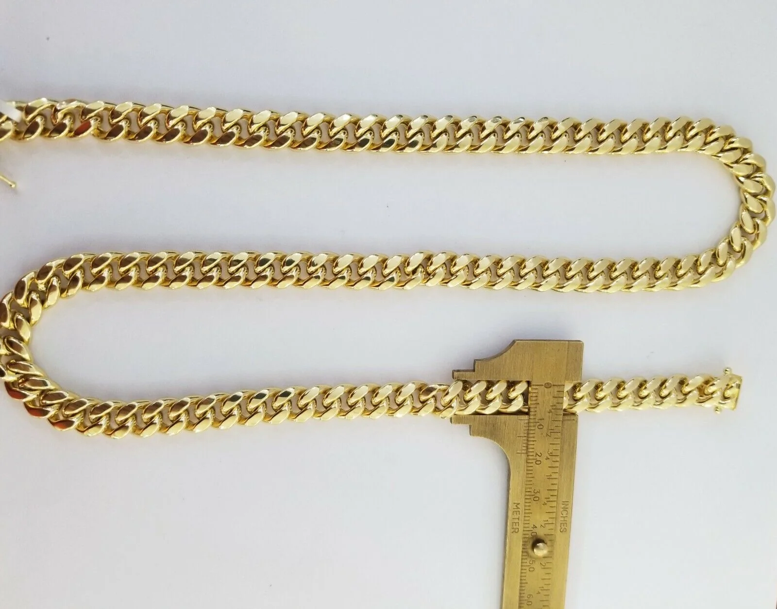 14K Yellow Gold Miami Cuban Link Necklace 9mm box clasp 24" - Image 4