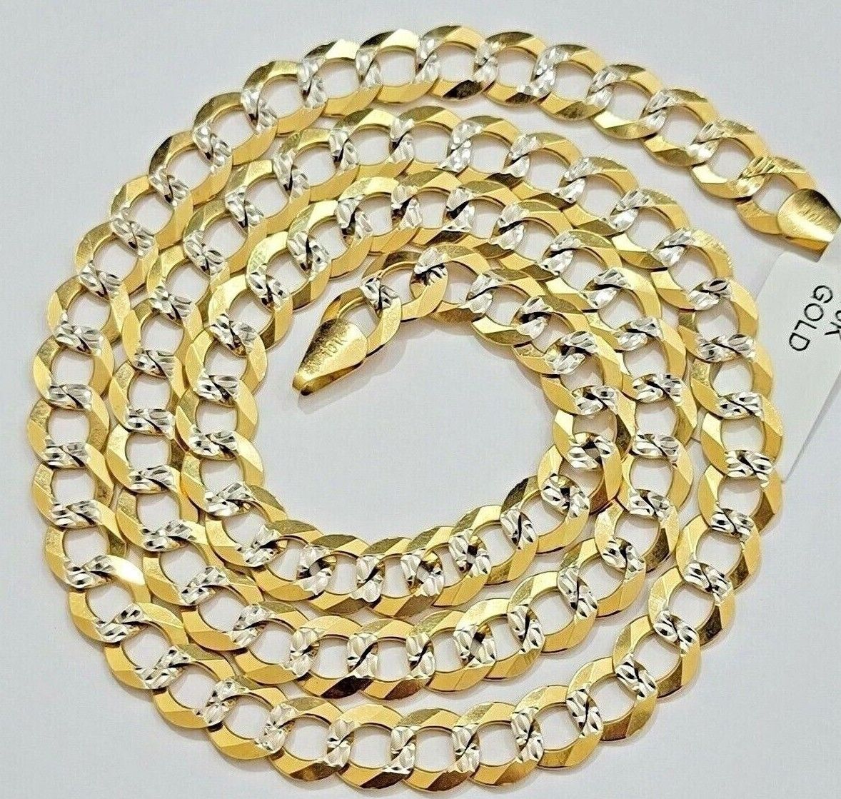 14k Yellow Gold Necklace Chain Cuban Curb Link 9mm 24" Inch Diamond Cut SOLID - Image 2