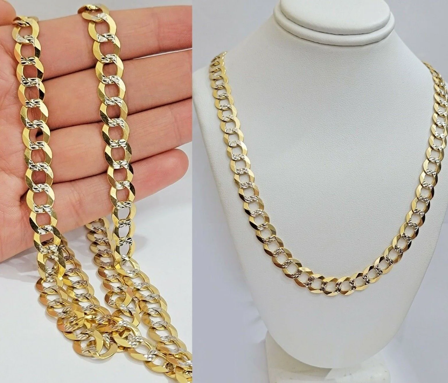 14k Yellow Gold Necklace Chain Cuban Curb Link 9mm 24" Inch Diamond Cut SOLID - Image 3