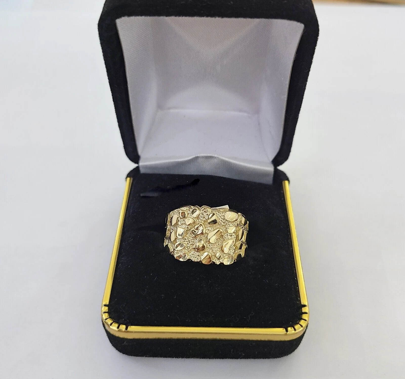 14k Yellow Gold Nugget Band Ring Casual Square Gold Ring Sizable 10kt All Sizes - Image 4
