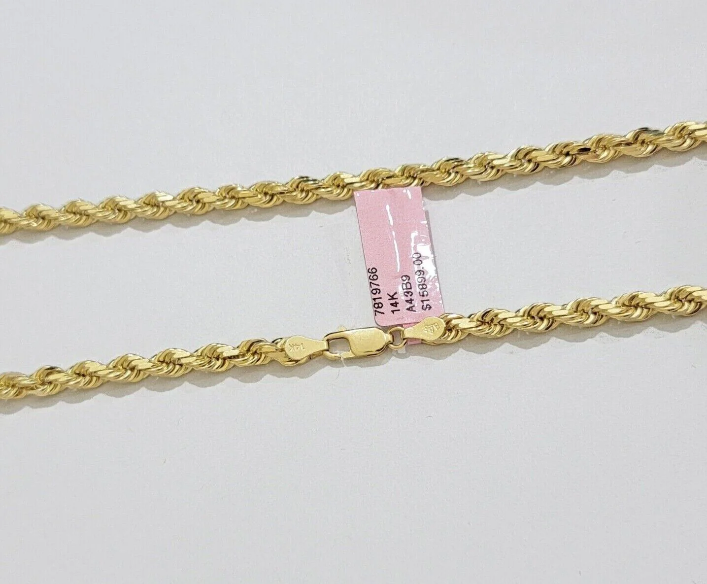 14k Yellow Gold Rope Chain Necklace 20 Inch 4mm Diamond Cut, Real 14kt SOLID - Image 6