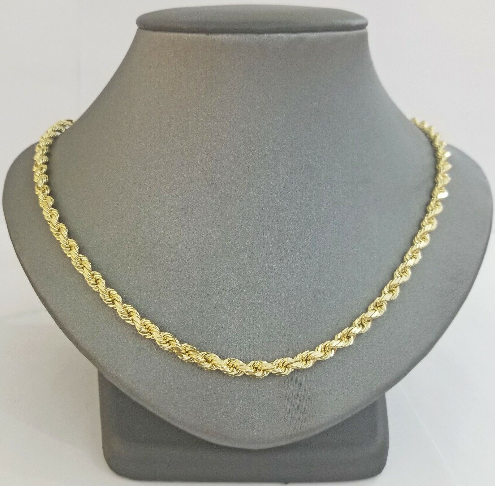 14k Yellow Gold Rope Chain necklace 4.5mm 24Inch diamond cut men women Real 14kt - Image 7