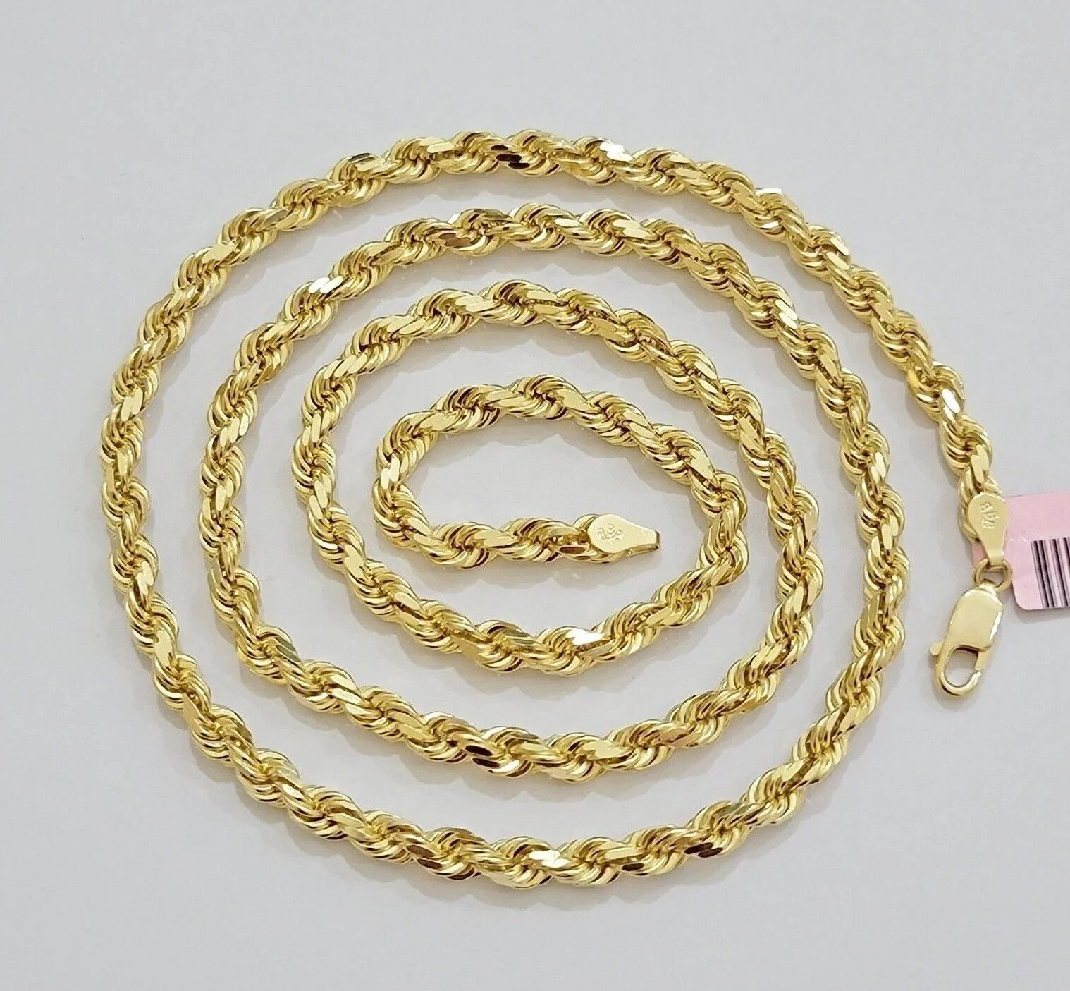 14k Yellow Gold Rope Chain Necklace SOLID Real 14kt 4mm 18 - 28 Inch Diamond Cut
