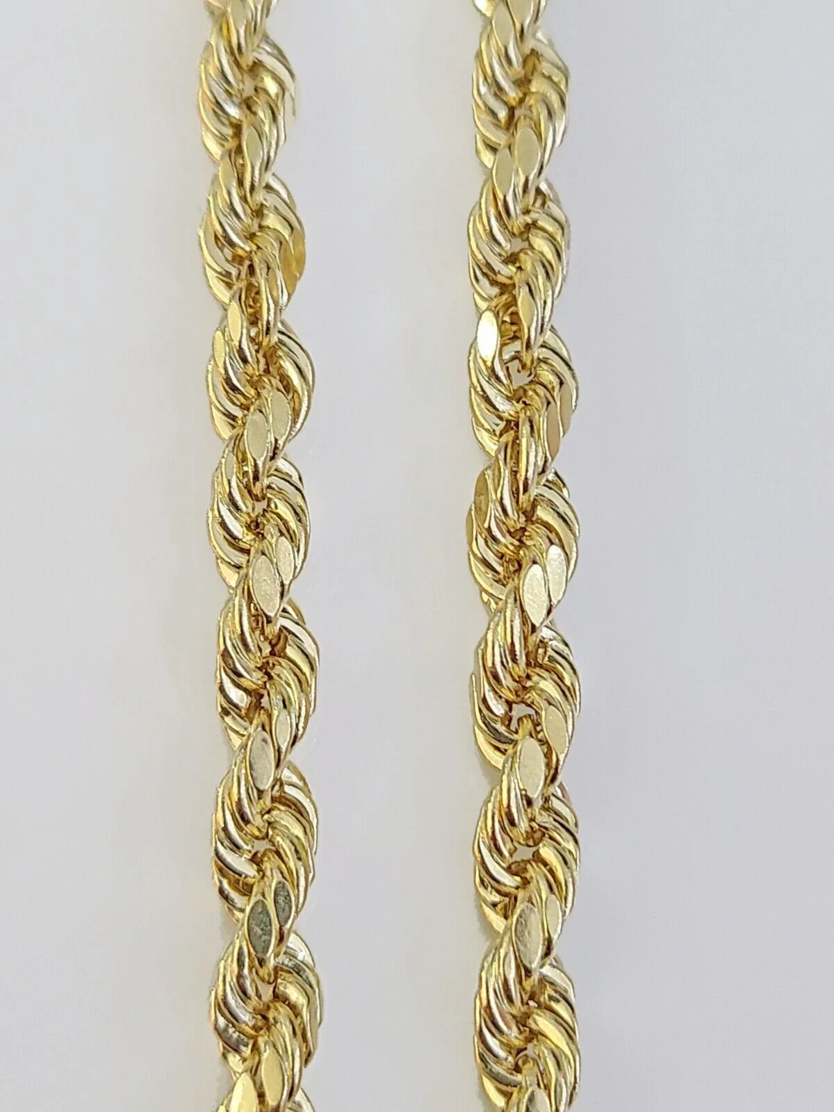 14k Yellow Gold Rope Chain & Nugget Cross Charm Pendent SET 5mm 20 Inch Necklace - Image 5