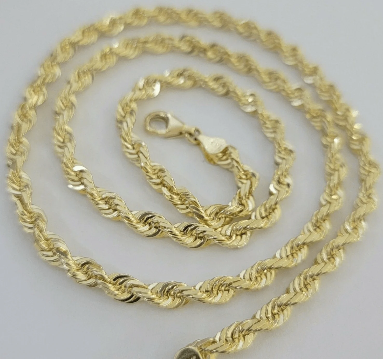 14k Yellow Gold Rope Chain Solid Necklace 6mm 20" Dimond Cut GURANTEED REAL GOLD