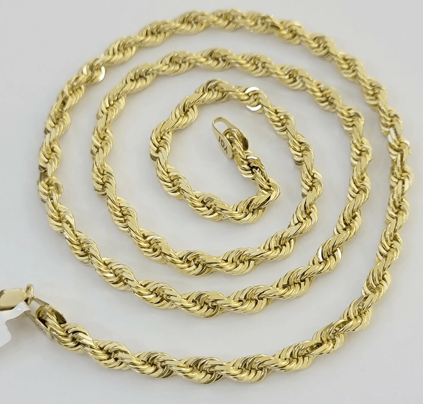 14k Yellow Gold Rope Chain Solid Necklace 6mm 20" Dimond Cut GURANTEED REAL GOLD - Image 6