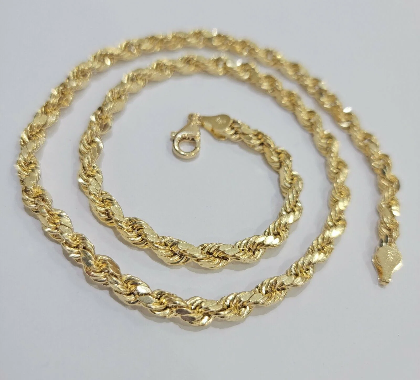 14k Yellow Gold Rope Chain Solid Necklace 6mm 22" Dimond Cut 14KT Real Gold - Image 8