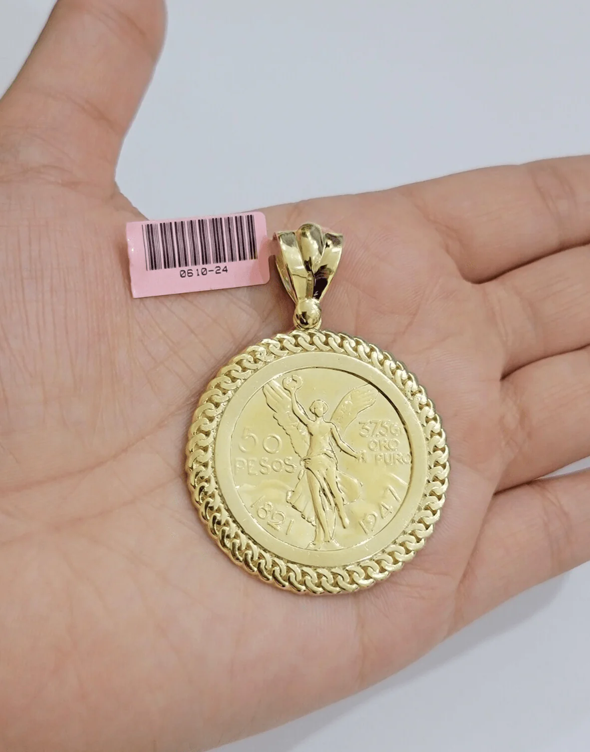 14kt Yellow Gold 1947 Mexican Centenario 50 Gold Pesos Copy Coin With Bezel SALE - Image 2