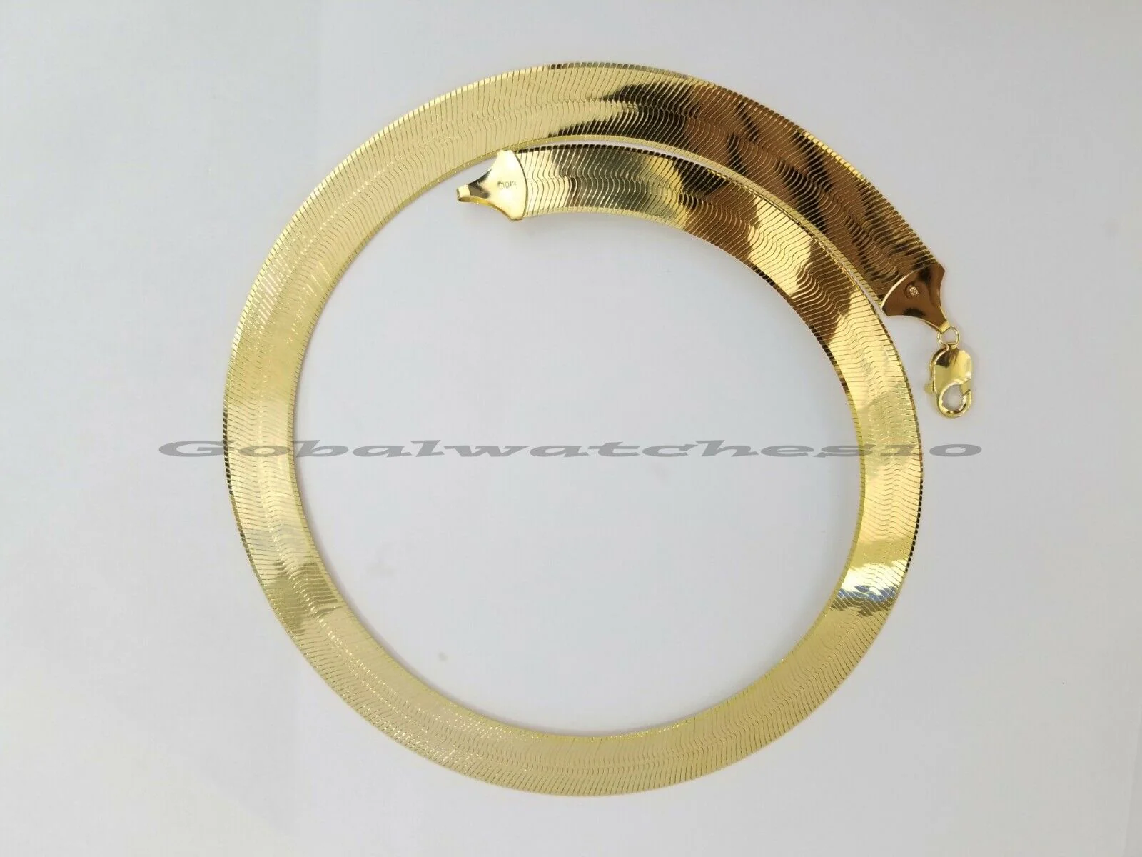 15mm 10k Yellow Gold Herring Bone Chain Necklace Lobster lock Men Women REAL 24" - Image 6