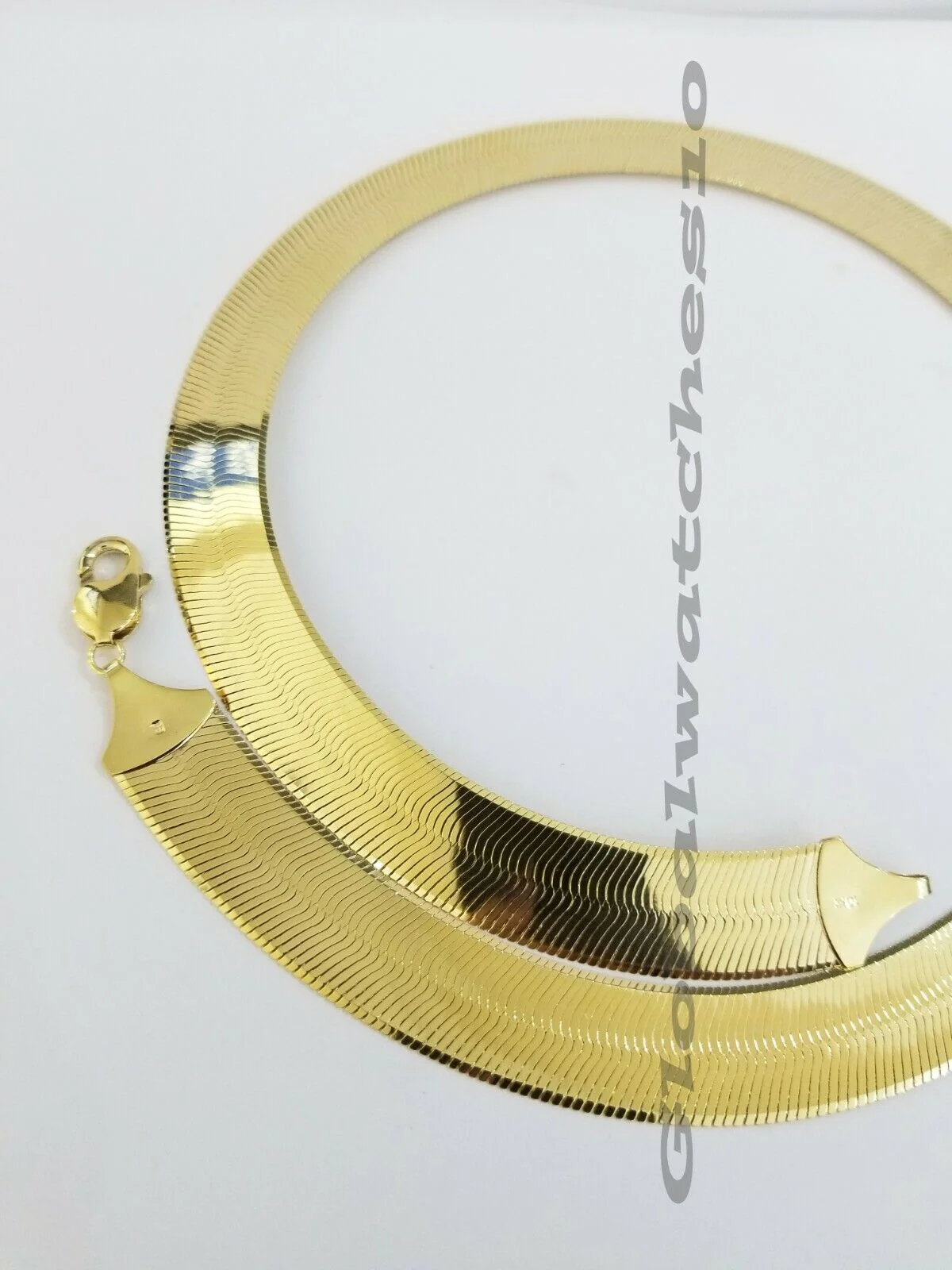 15mm 10k Yellow Gold Herring Bone Chain Necklace Lobster lock Men Women REAL 24" - Image 7