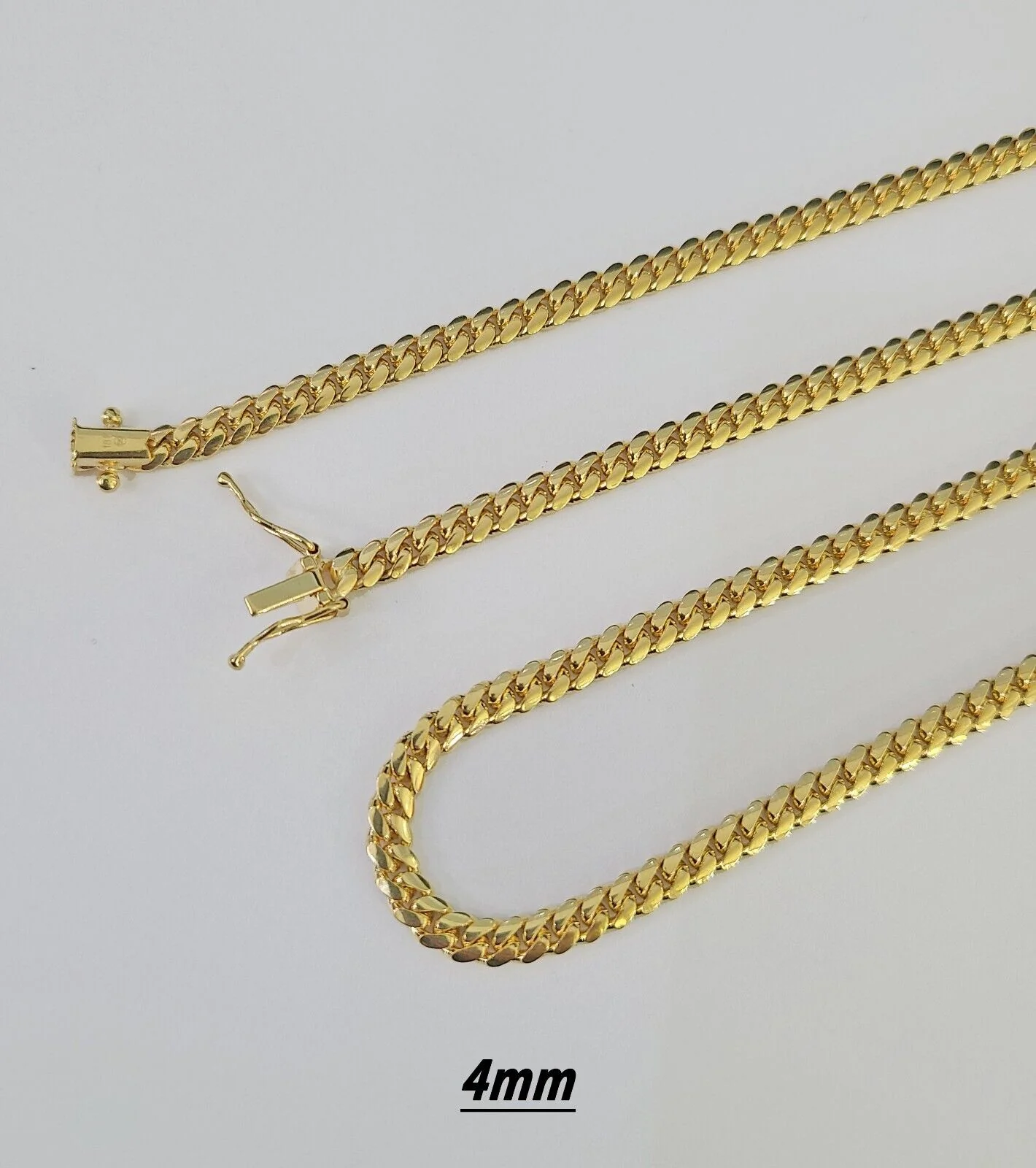 18k Solid Miami Cuban Chain Gold 2.5mm 3mm 4mm 18" 20" 22" 24" Inch Necklace - Image 6