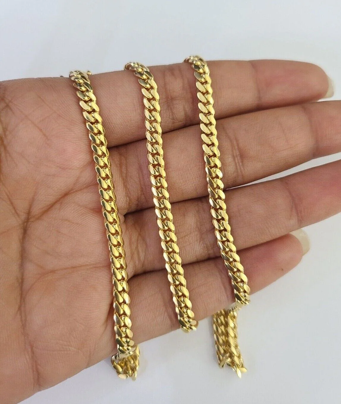 18k Solid Miami Cuban Necklace Chain Yellow Gold 4mm 26" Inch Genuine Real