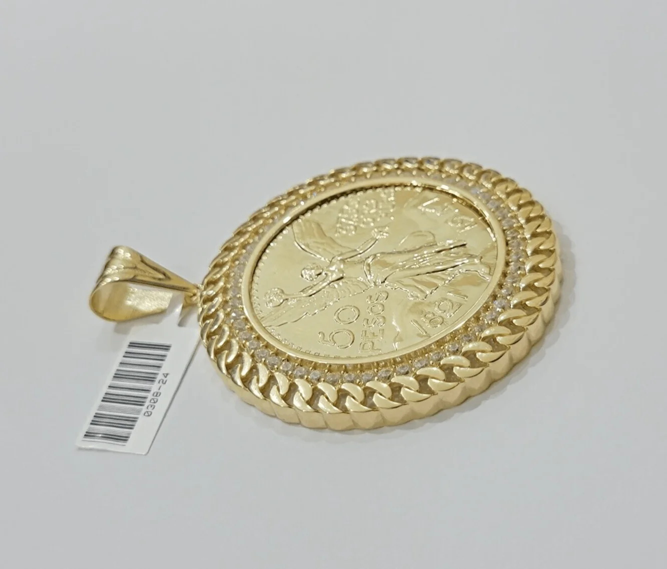 1947 Mexican Centenario Coin Charm Pendant Replica 50 pesos With Bezel 10kt Gold - Image 4