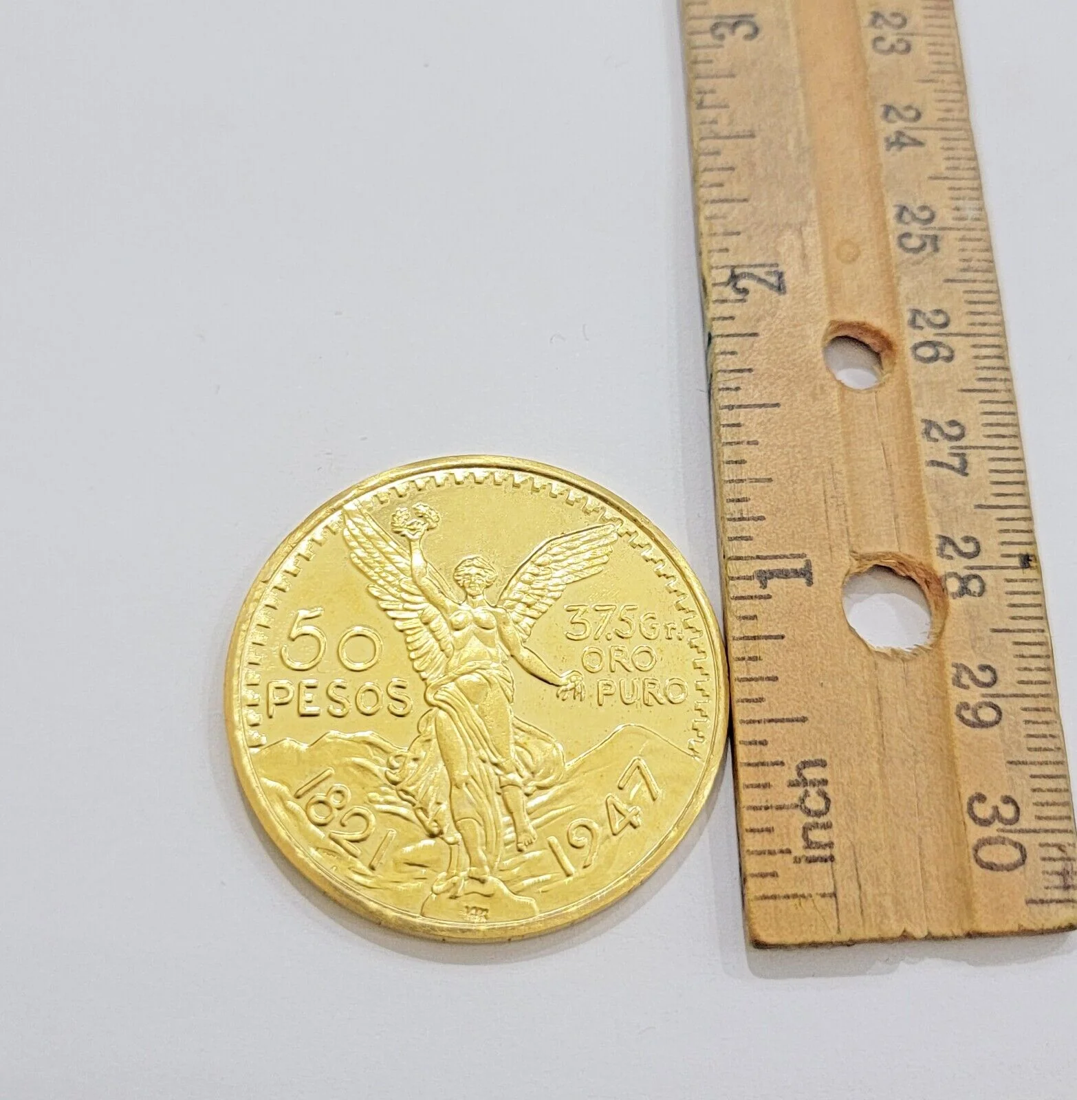 1947 Mexican Centenaro 50 Gold Pesos Copy Coin Solid 14k Yellow Gold , REAL 14KT - Image 2