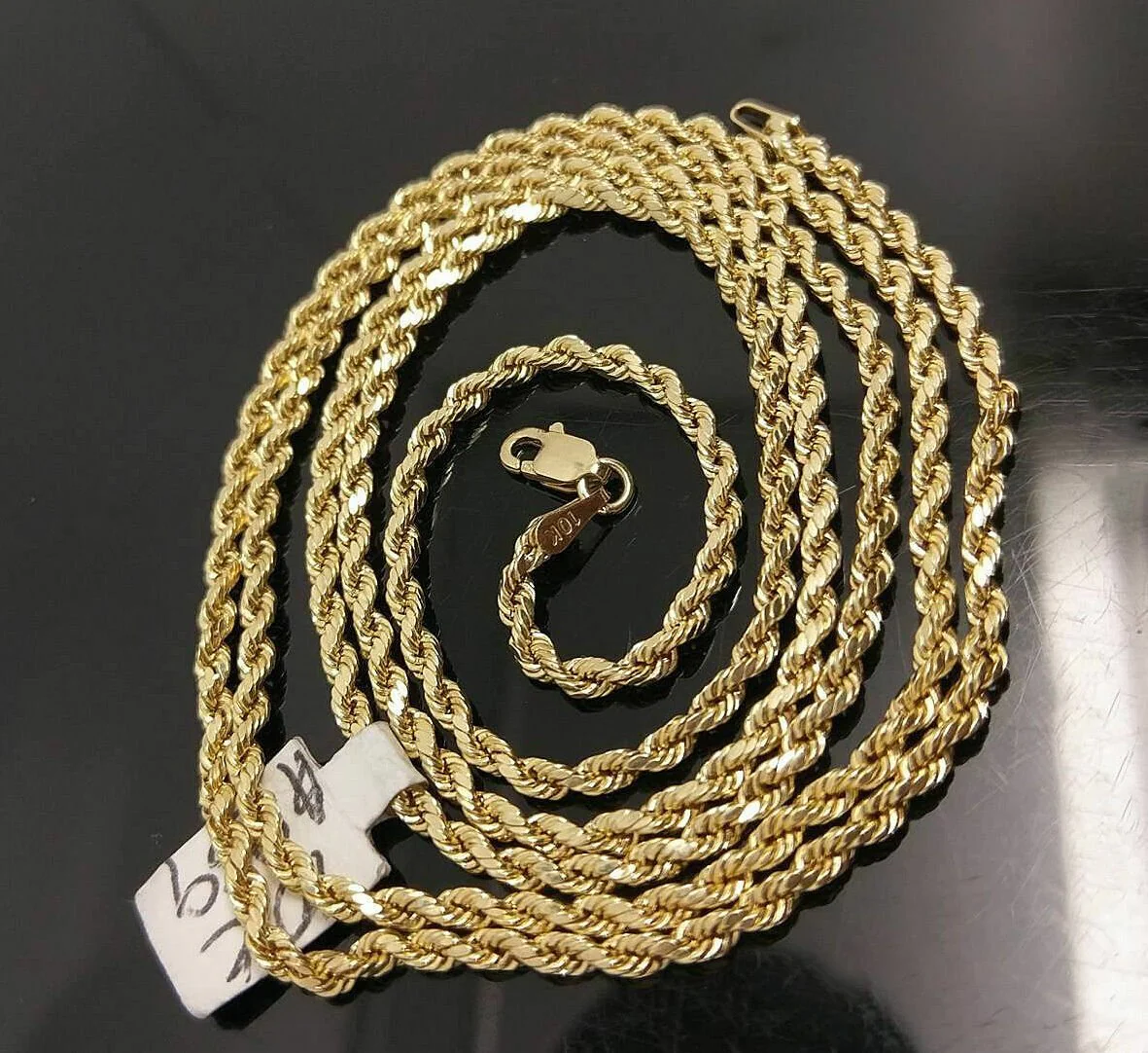 2.5mm Rope 10k Gold No. Of Days Charm Pendant Chain in 18 20 22 24 26 28 Inches - Image 4