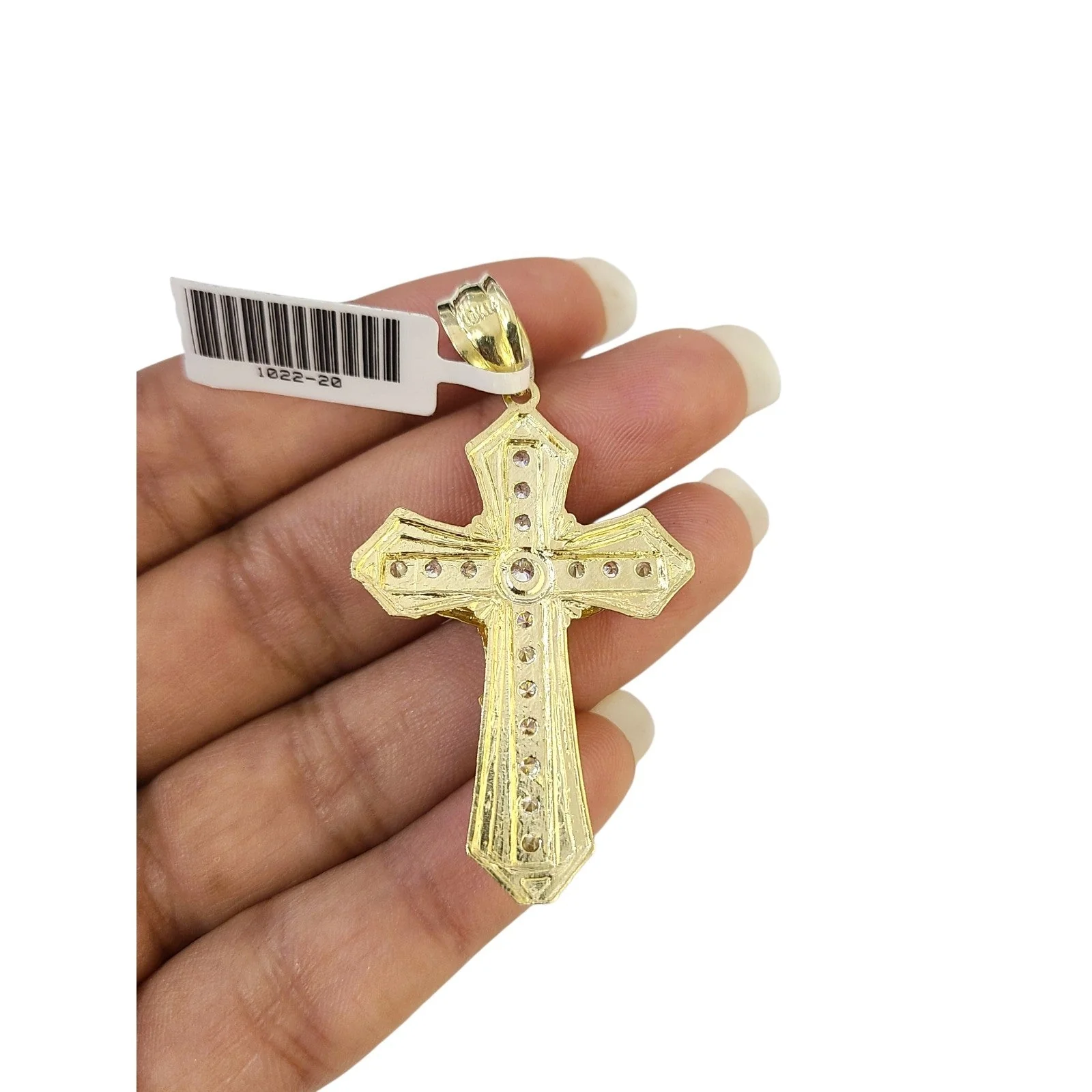 2" Diamond-Cut Jesus Crucifix Cross Pendant Real 10K Yellow White Gold / Men's - Image 6