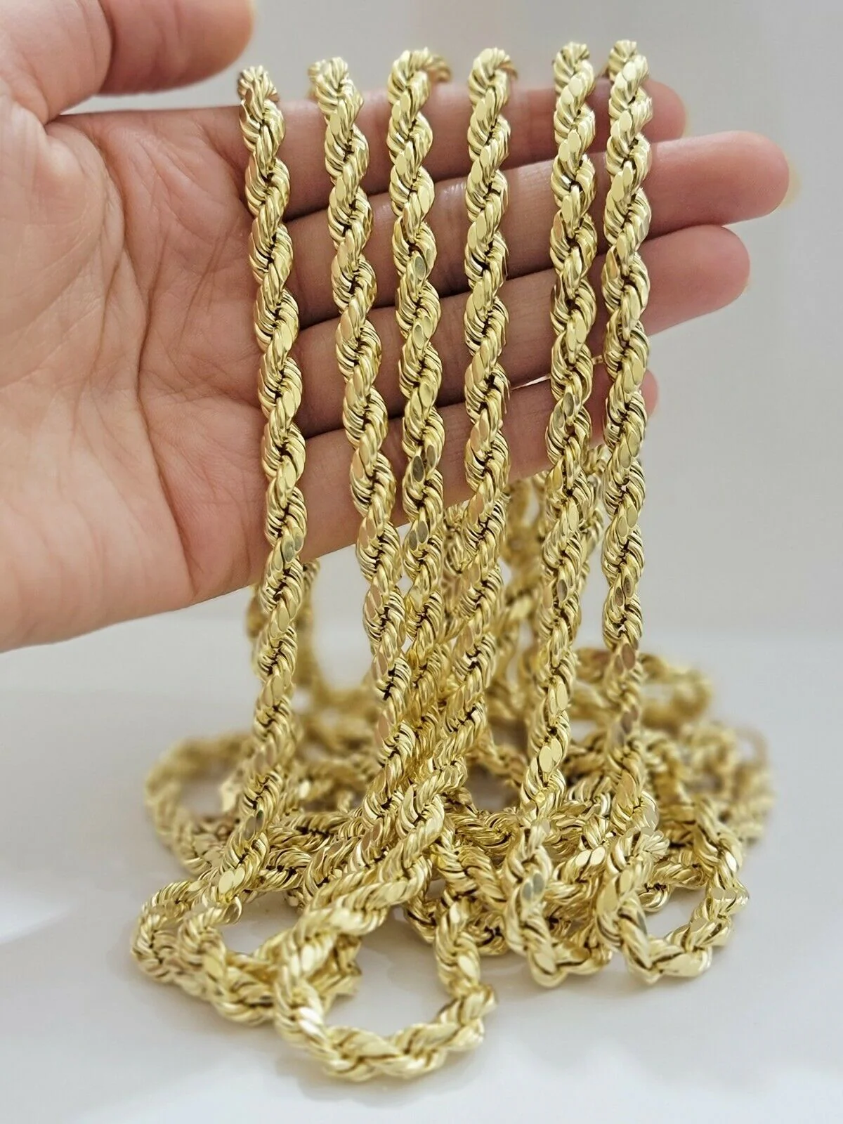 22" Real 10k Yellow Gold Rope Chain Necklace 7mm Men's 22" Inch New Diamond Cuts - Image 9