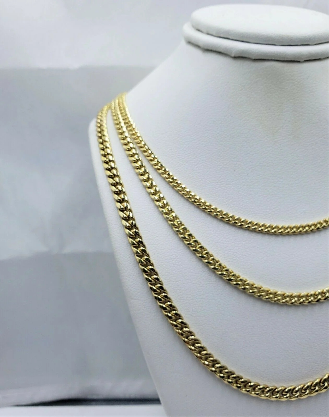 2mm 3mm 4mm Cuban link Necklace Chain Gold 10kt Yellow Gold 20" - 28" Men Women - Image 4