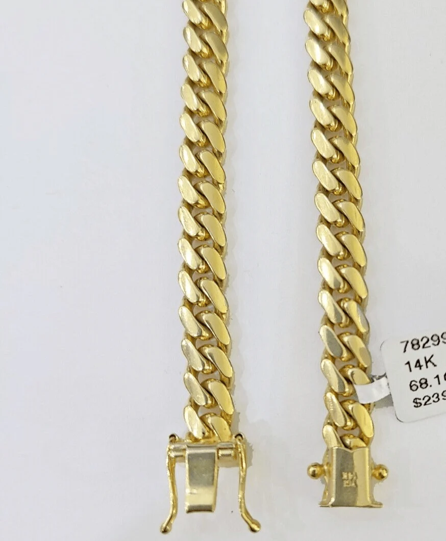 6mm Miami Cuban Link Chain Necklace 26 Inch SOLID 14k Yellow Gold REAL 14kt - Image 2