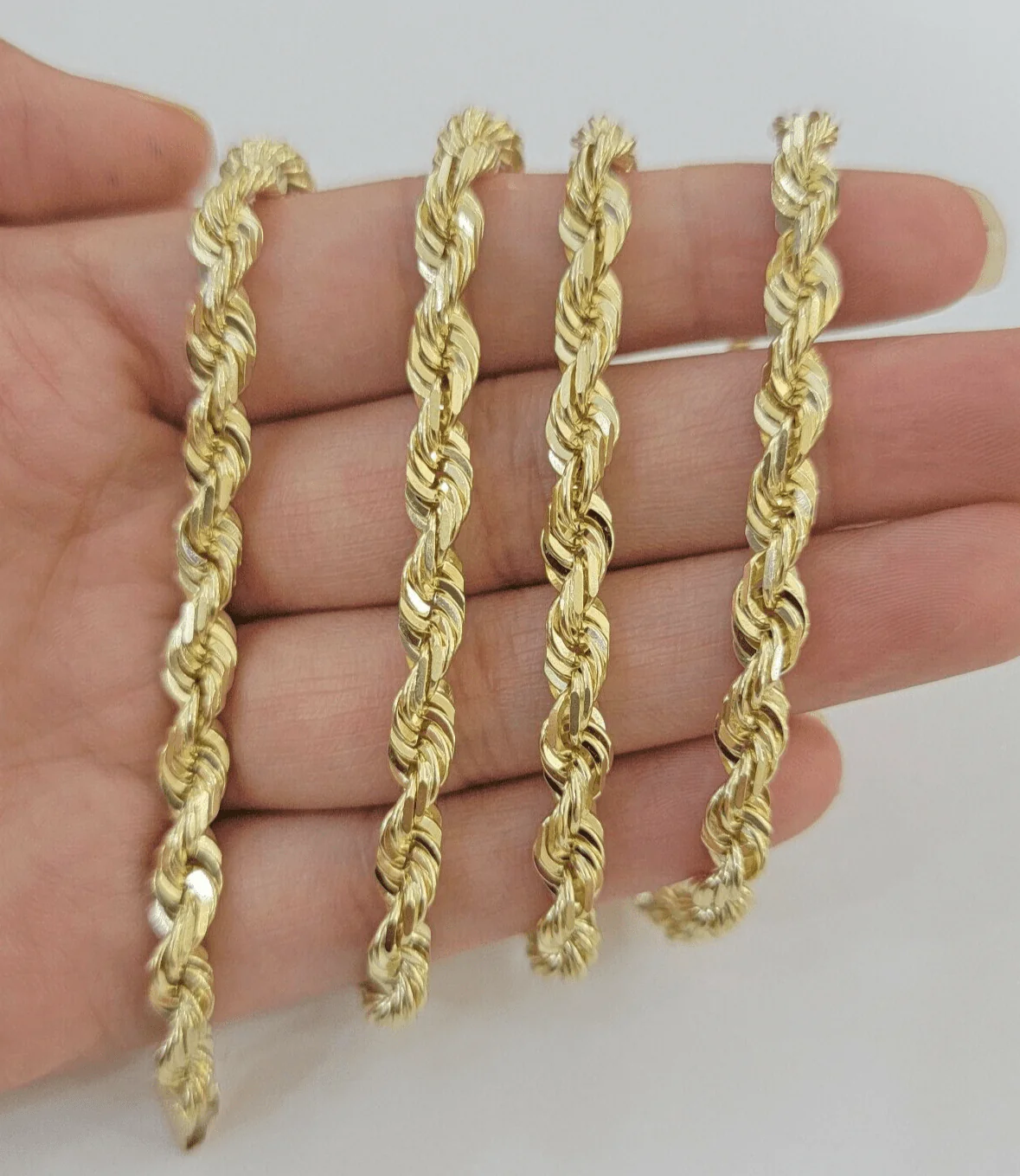 6mm Rope Chain Necklace 10k Yellow Gold Solid 22" Dimond Cut GURANTEED REAL GOLD - Image 4