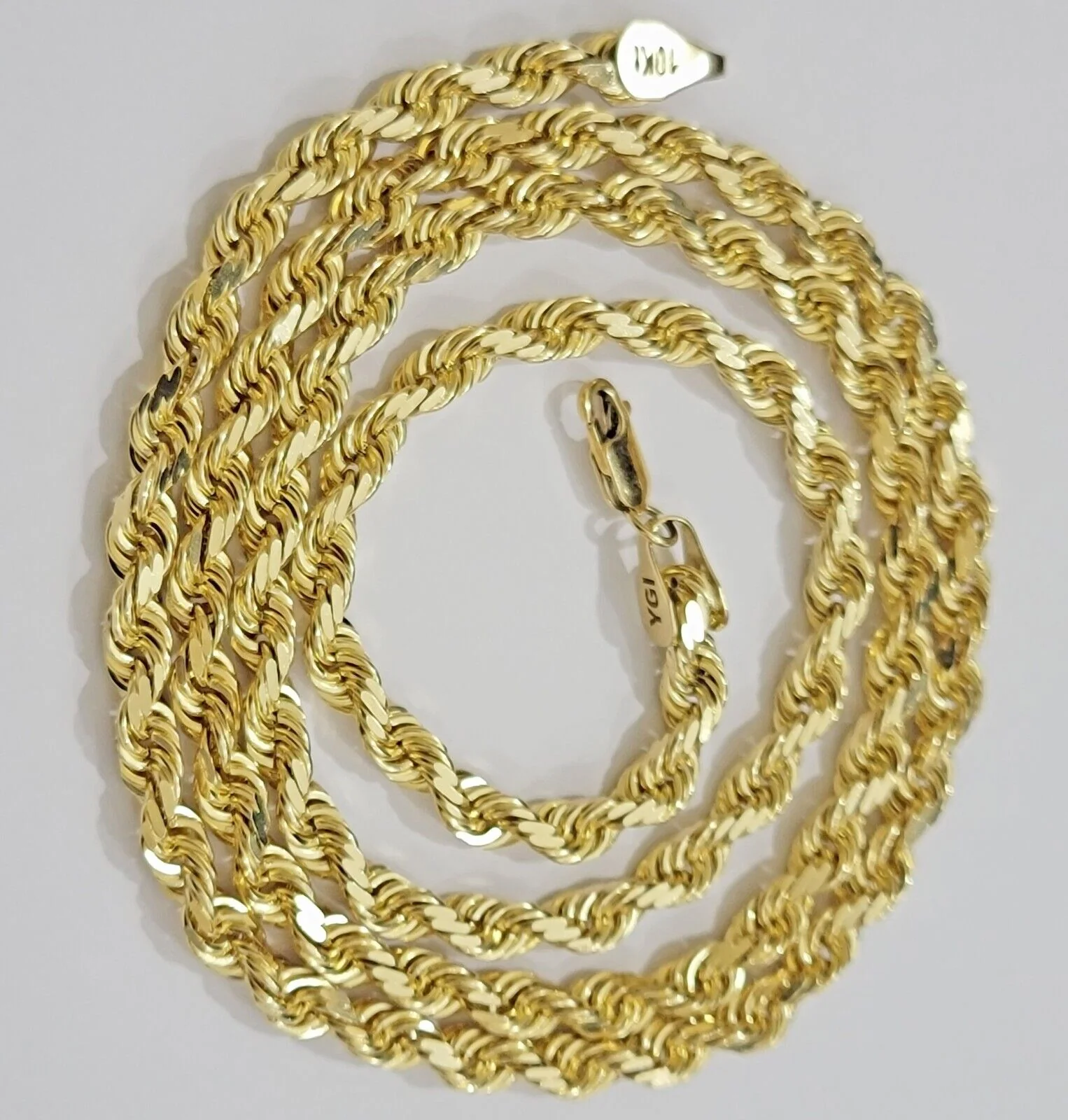 6mm Rope Chain Necklace 10k Yellow Gold Solid 26" Dimond Cut GURANTEED REAL GOLD - Image 2