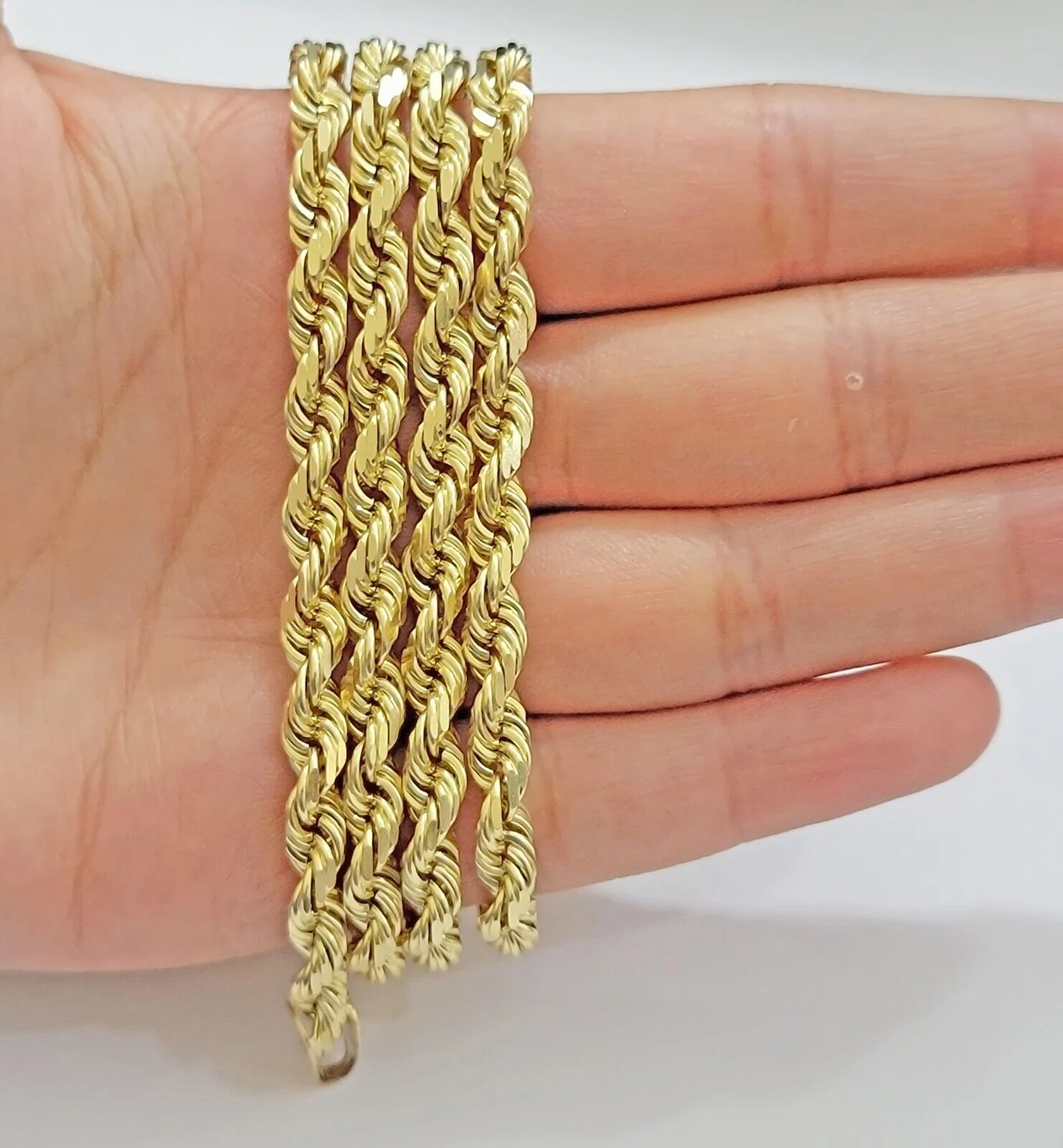6mm Rope Chain Necklace 10k Yellow Gold Solid 26" Dimond Cut GURANTEED REAL GOLD - Image 5