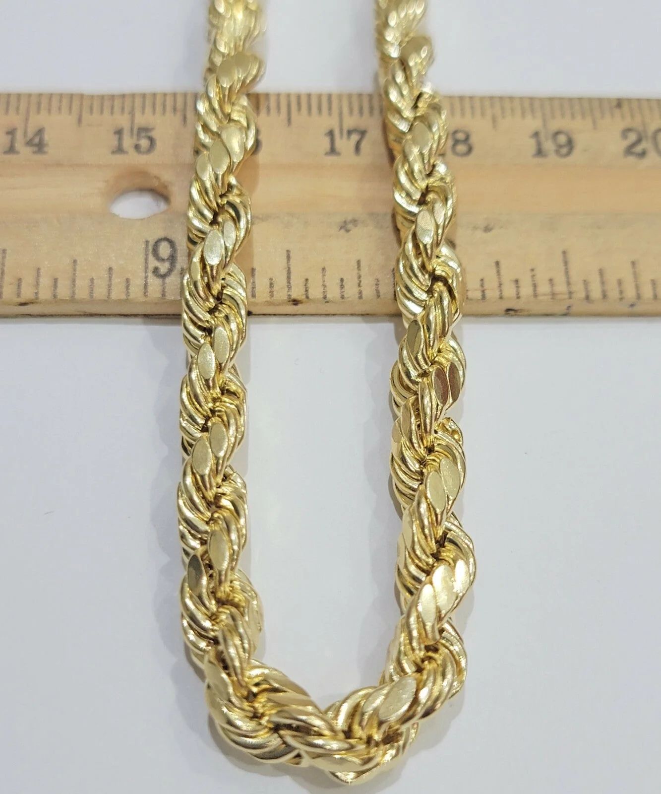 7mm Rope Chain 22" Real 10kt Yellow Gold Necklace Men's Diamond Cut LobsterEND - Image 2