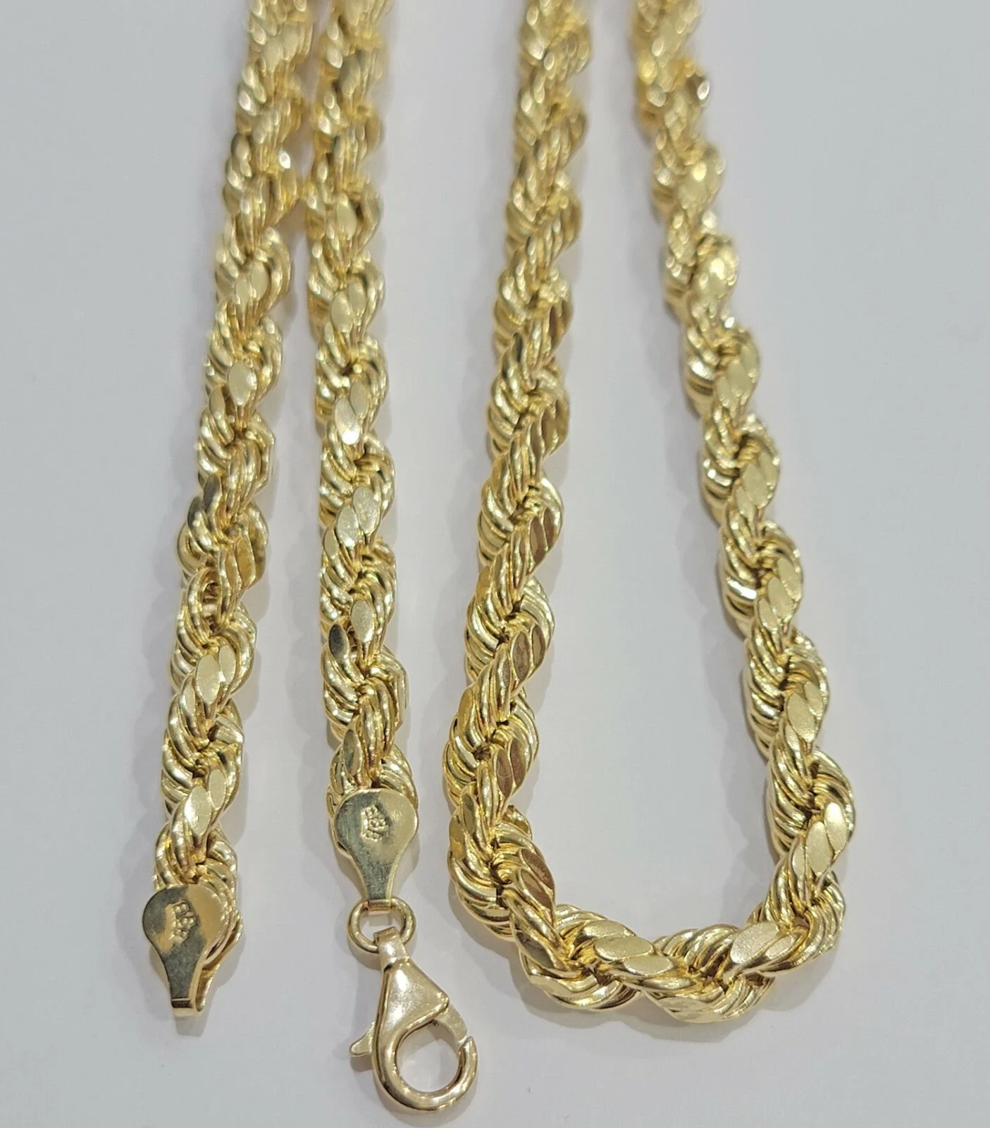 7mm Rope Chain 22" Real 10kt Yellow Gold Necklace Men's Diamond Cut LobsterEND - Image 4