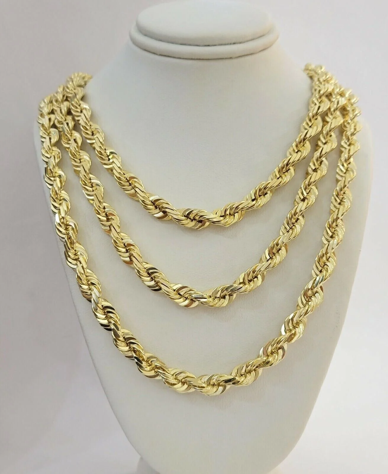 7mm Rope chain Necklace Solid 10k Yellow Gold Diamond cut 20" GURANTEED 10K GOLD - Image 6