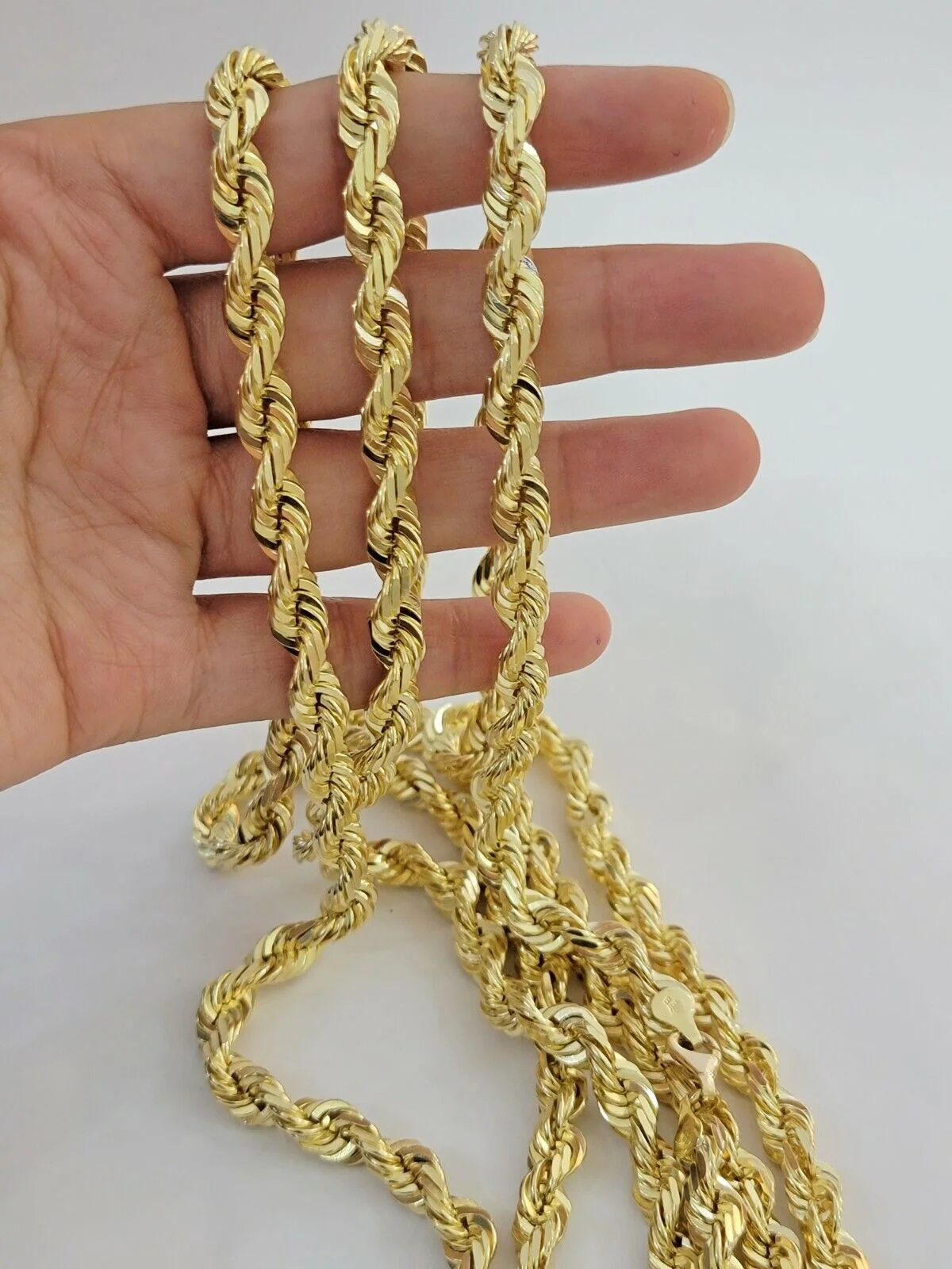 7mm Rope chain Necklace Solid 10k Yellow Gold Diamond cut 24" GURANTEED 10K GOLD - Image 5