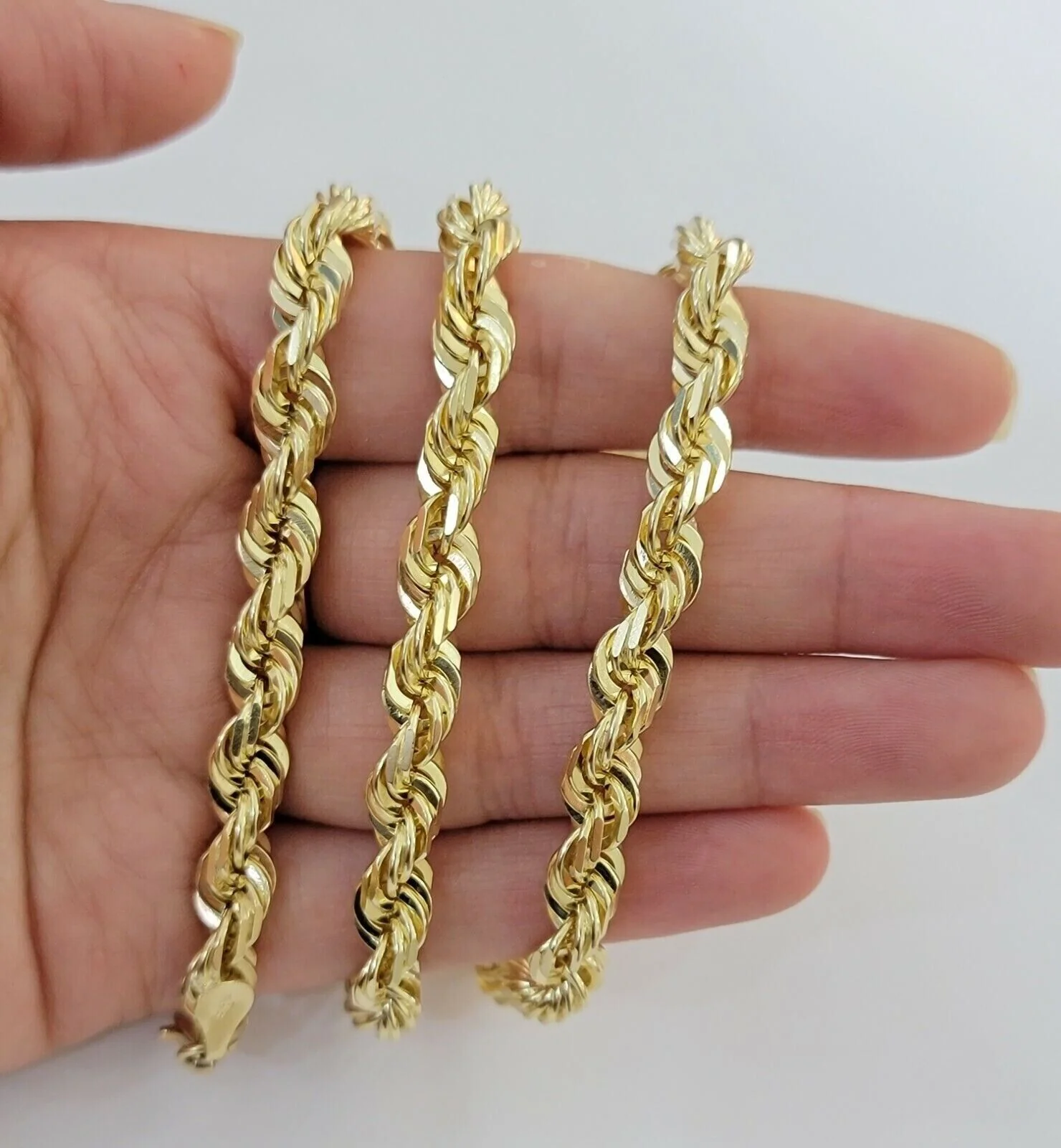 7mm Rope chain Necklace Solid 10k Yellow Gold Diamond cut 26" GURANTEED 10K GOLD - Image 3