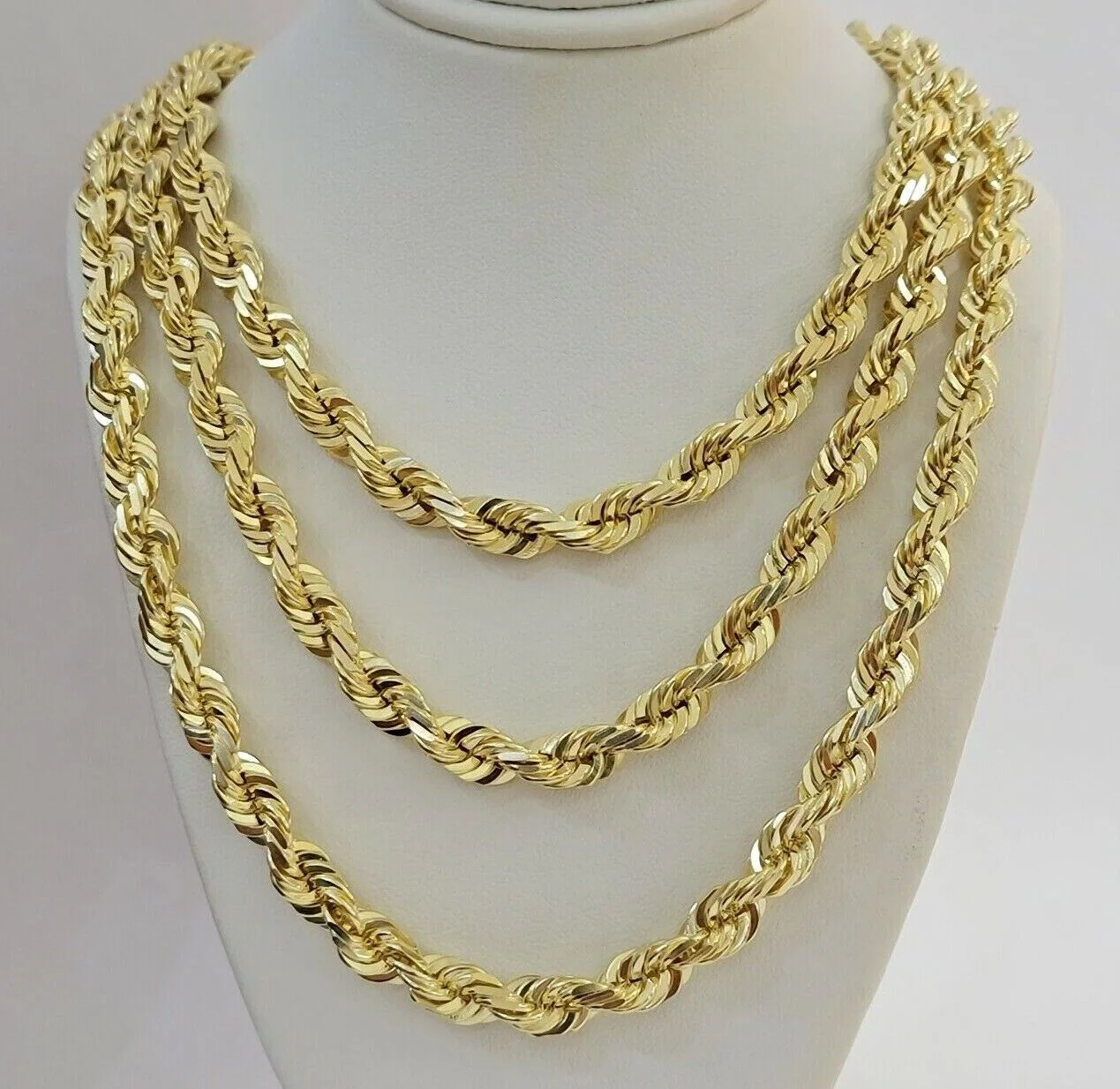 7mm Rope chain Necklace Solid 10k Yellow Gold Diamond cut 26" GURANTEED 10K GOLD - Image 4
