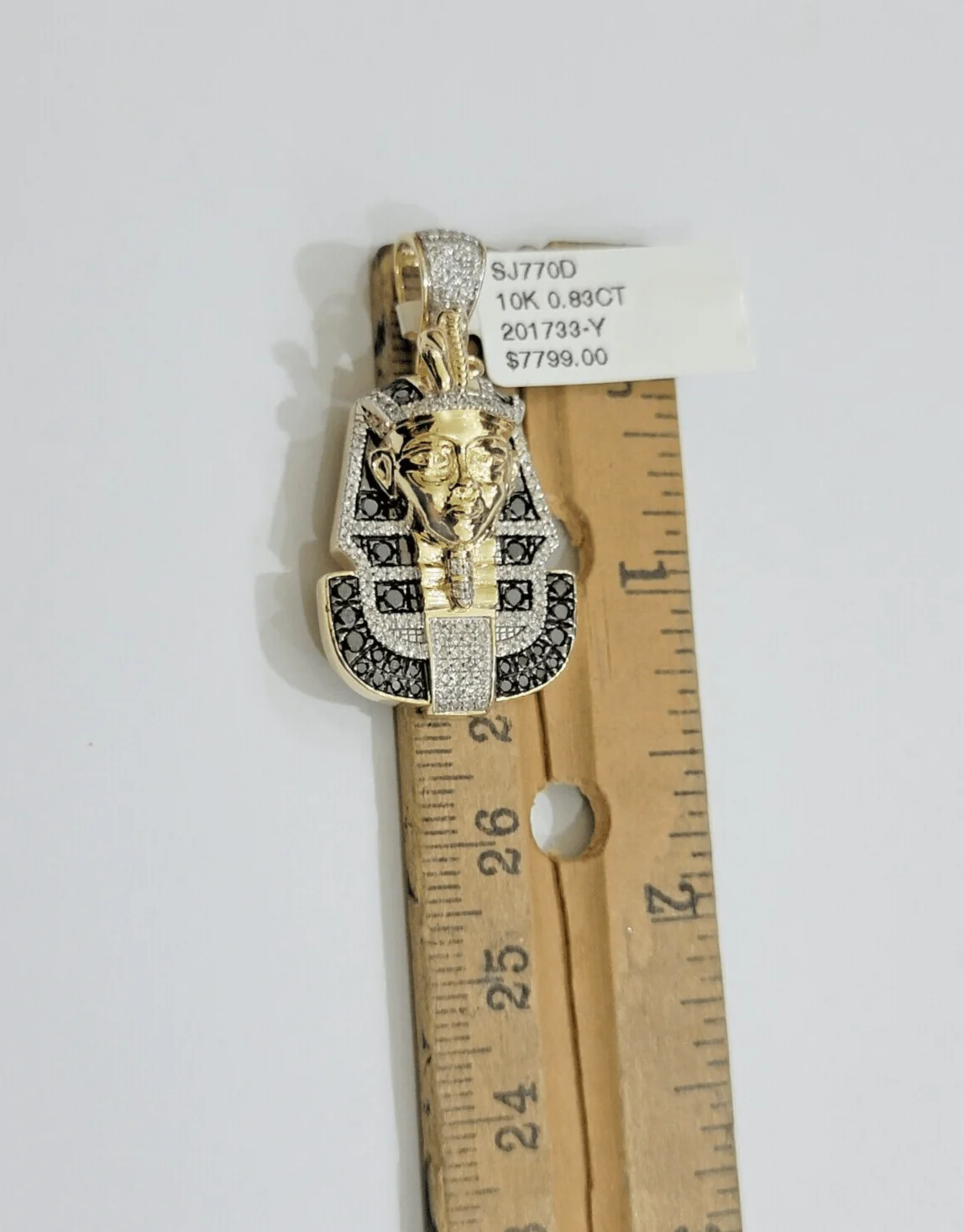 Black Diamond Pharoah Charm Pendant 10kt Yellow Gold 0.80 CT Chain Necklace SALE - Image 4