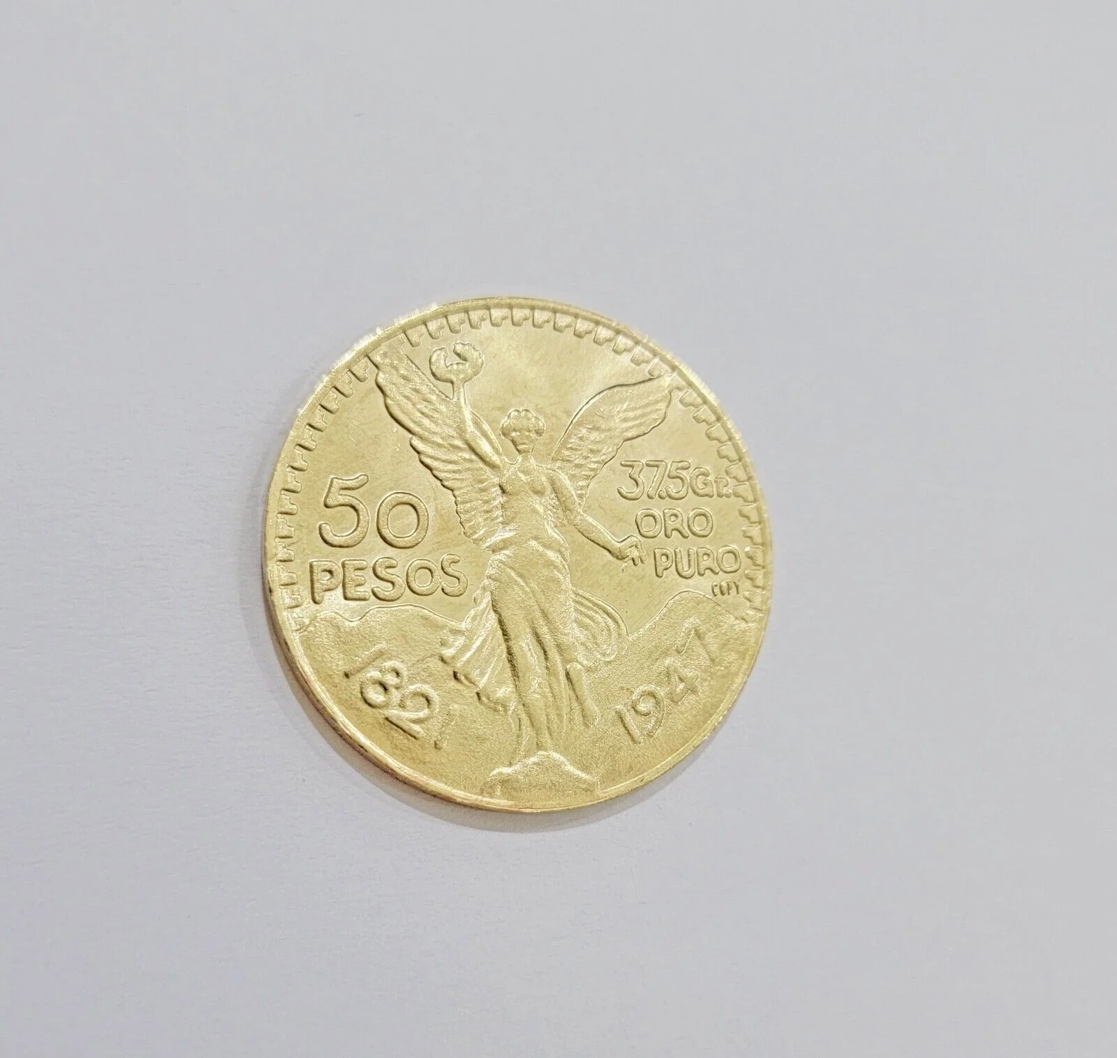 Centenario Coin Custom Solid 10k Yellow Gold 50 Pesos 1947 Mexico Mexican Coin
