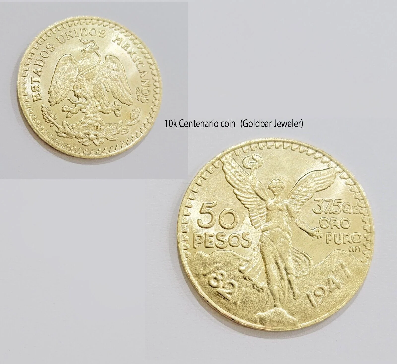 Centenario Coin Solid 10k Yellow Gold 50 Pesos 1947 Mexican Coin With Bazel REAL - Image 7